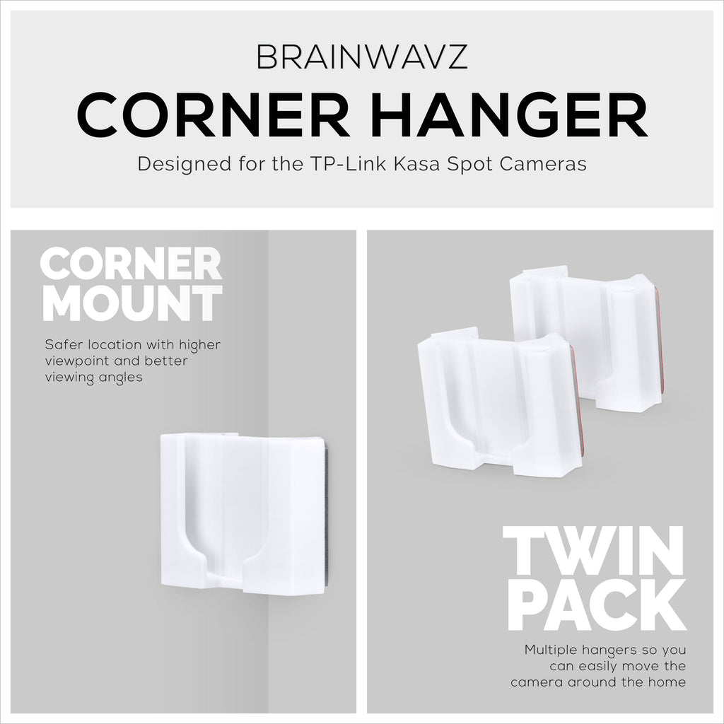 Corner Wall Mount for Kasa Spot KC100, KC105, EC60  (2 Pack) Security Camera - Adhesive Holder, No Hassle Bracket, Strong 3M VHB Tape, No Screws, No Mess Install