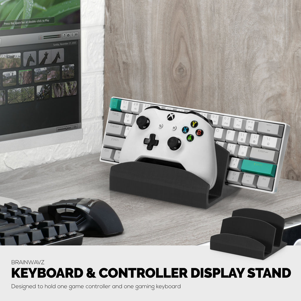 Keyboard Stand & Game Controller Holder Stand For Desktops, Reduce Clutter, Organize Your Desk, Designed for all Sizes Keyboards & All Types of Gamepads (DK04)