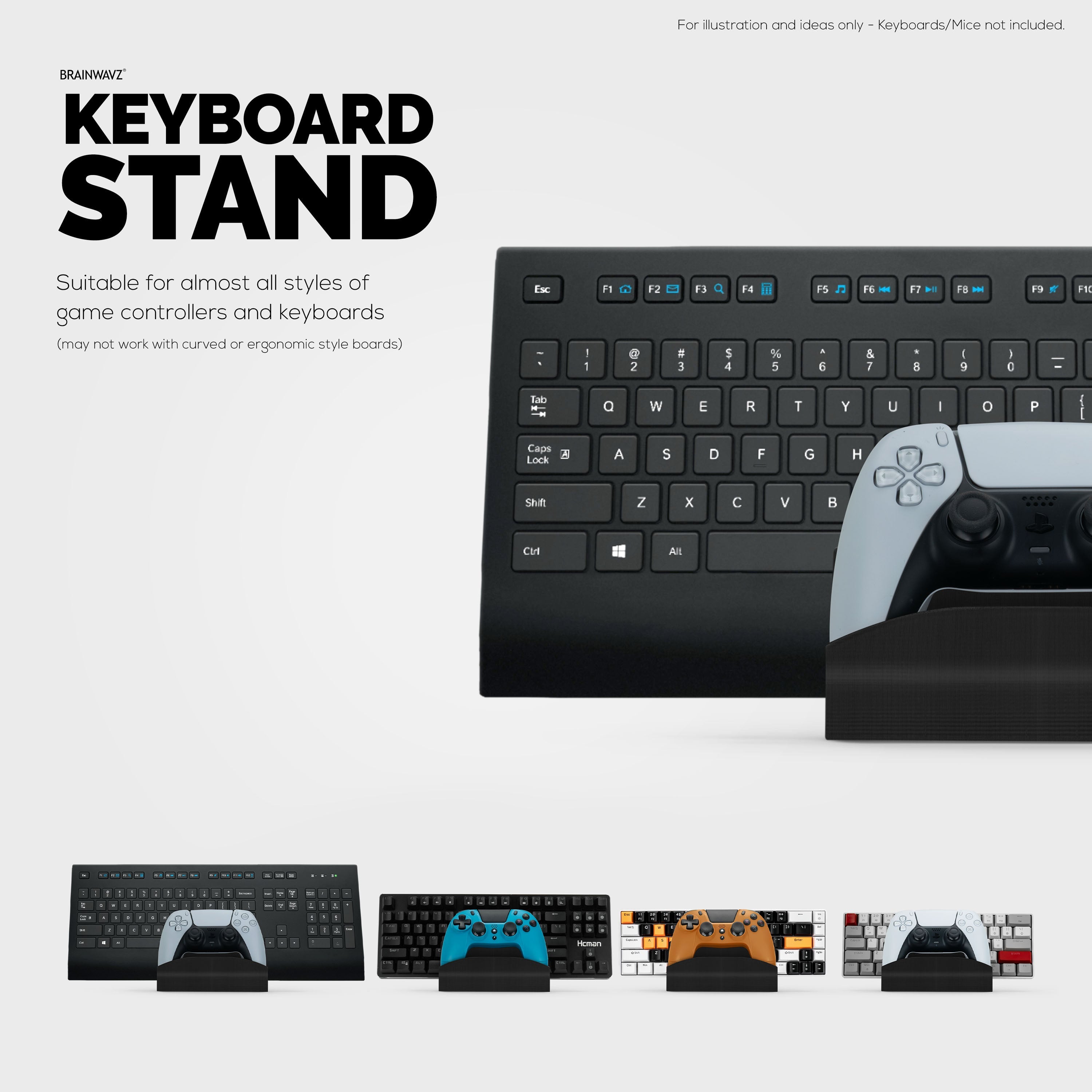 Keyboard Stand & Game Controller Holder Stand For Desktops, Reduce Clutter, Organize Your Desk, Designed for all Sizes Keyboards & All Types of Gamepads (DK04)