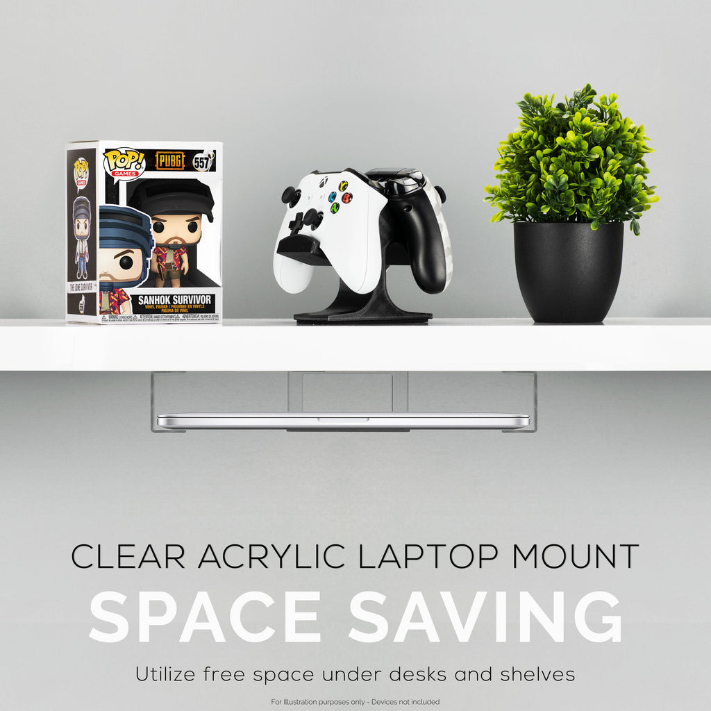 Under Desk Laptop Holder Clear Mount VHB & Screw In Devices like Laptops Macbooks Surface Keyboard Routers Modems Cable Box Network Switch & More