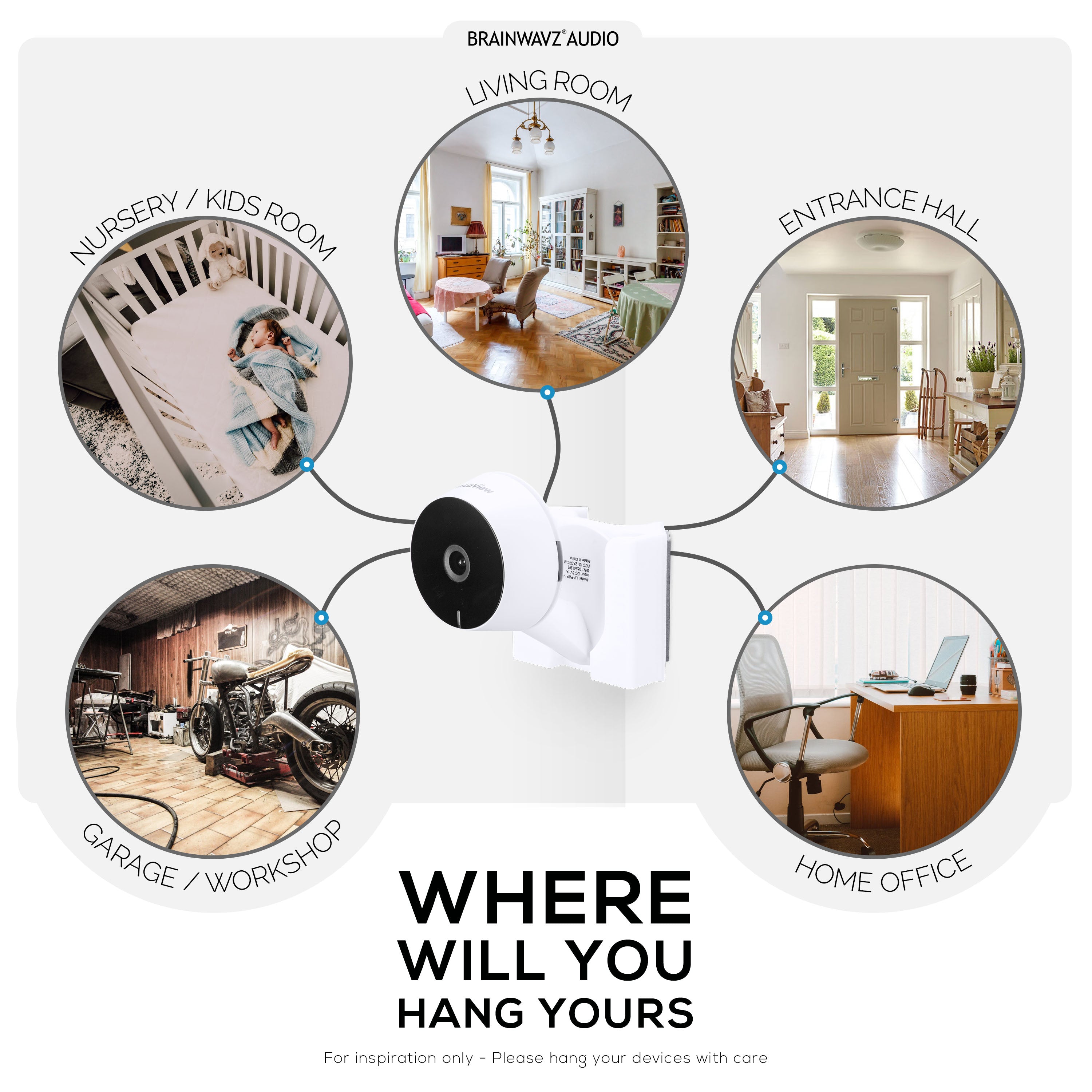 Corner Wall Mount for LaView LV-PWF1 1080P HD Indoor Camera, Adhesive Security Cam Holder Bracket, Reduce Blind Spots & Clutter, Adhesive & Screw-In