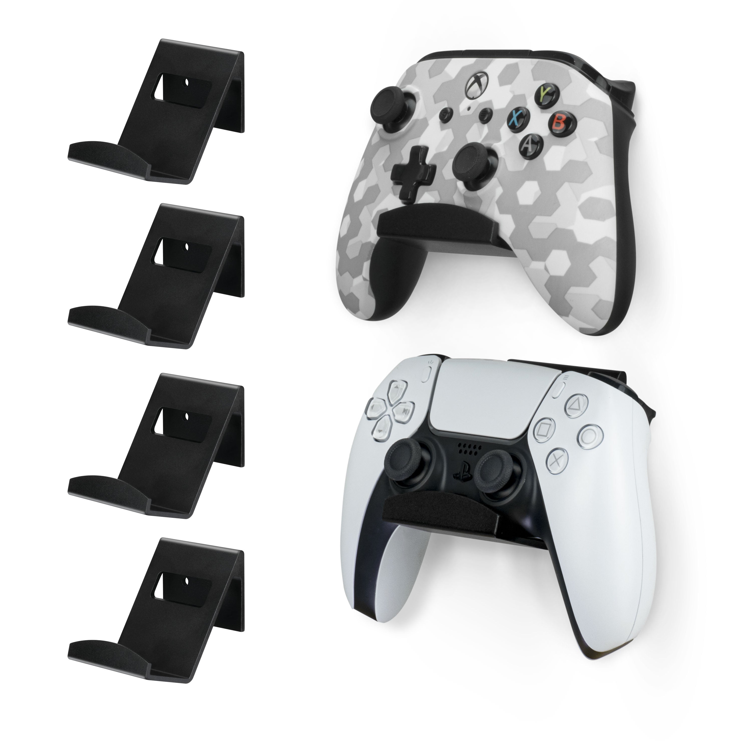 Metal Controller Holder Stand Wall Mount for Xbox, PS5, PS4, PC & More Gaming Accessories, Adhesive & Screw Universal Fit