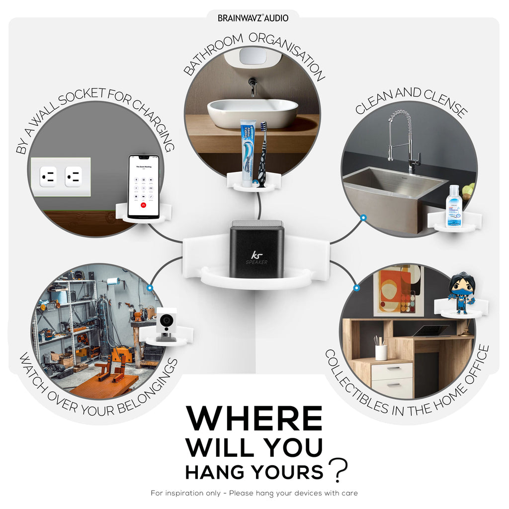 Adhesive Small Circular Corner Floating Shelf for Security Cameras, Baby Monitors, Speakers, Plants & More