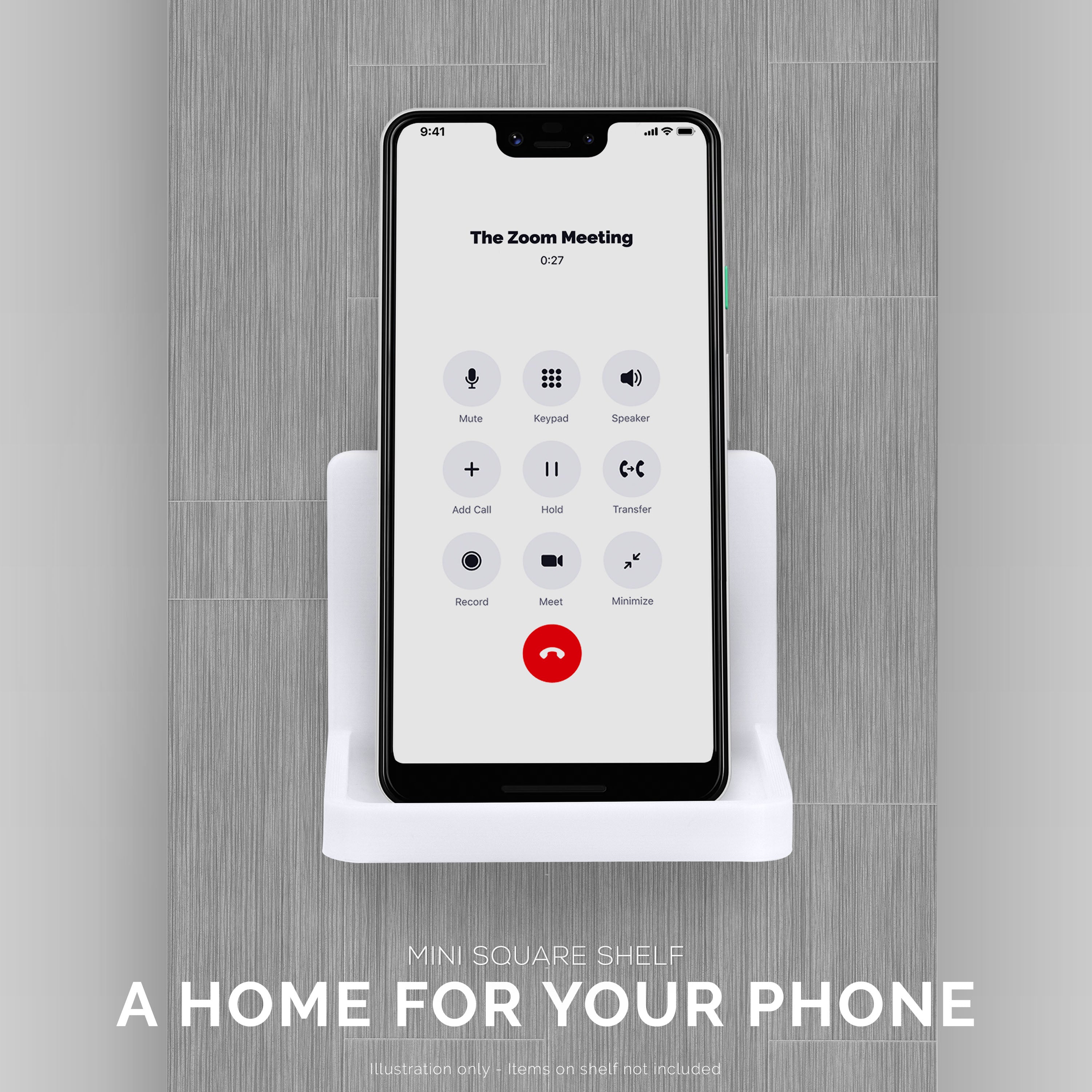 Adhesive Small Square Floating Shelf for Security Cameras, Baby Monitors, Speakers, Plants & More