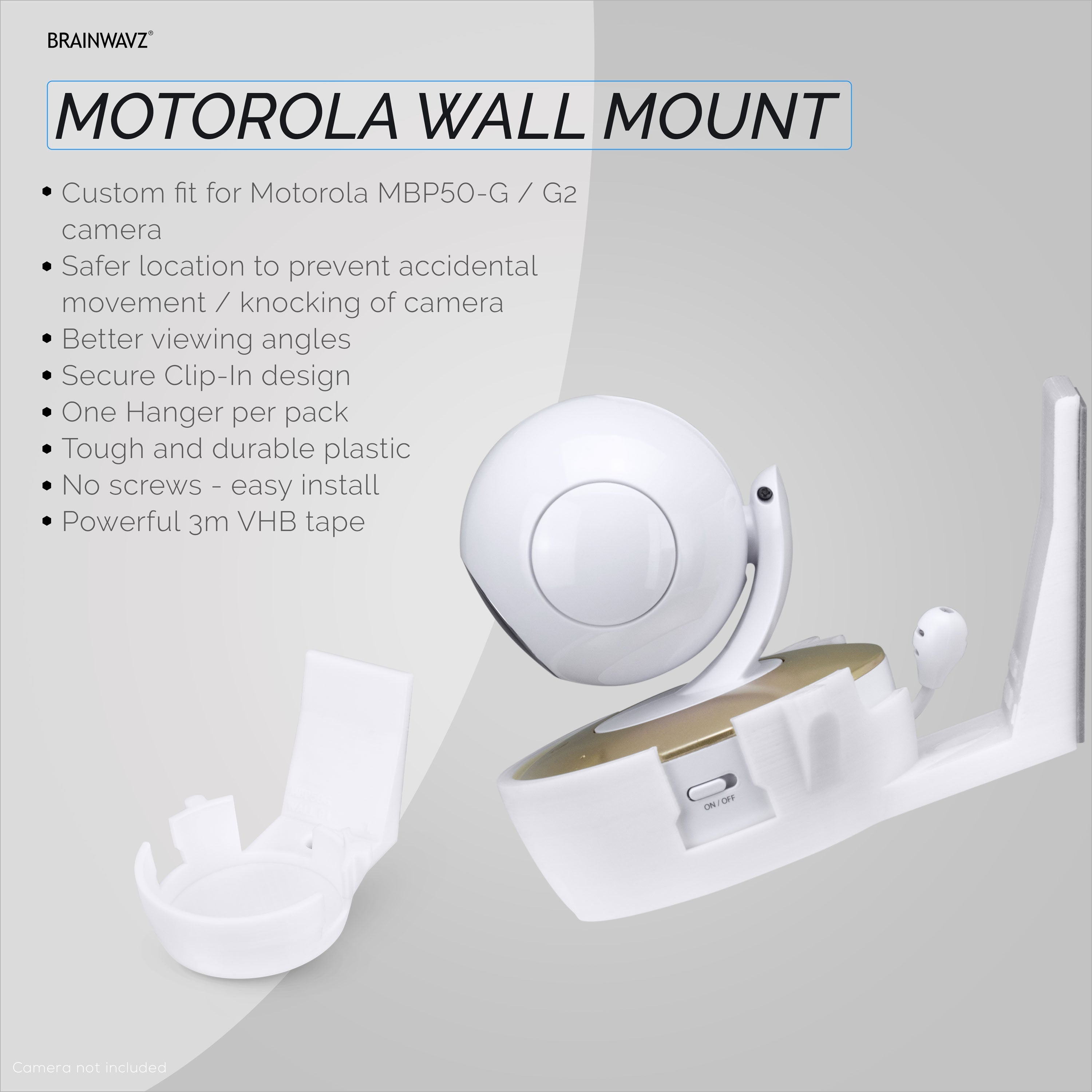 Motorola MBP50-G Adhesive Wall Mount - Tilted Shelf for Better View Angles, Easy to Install