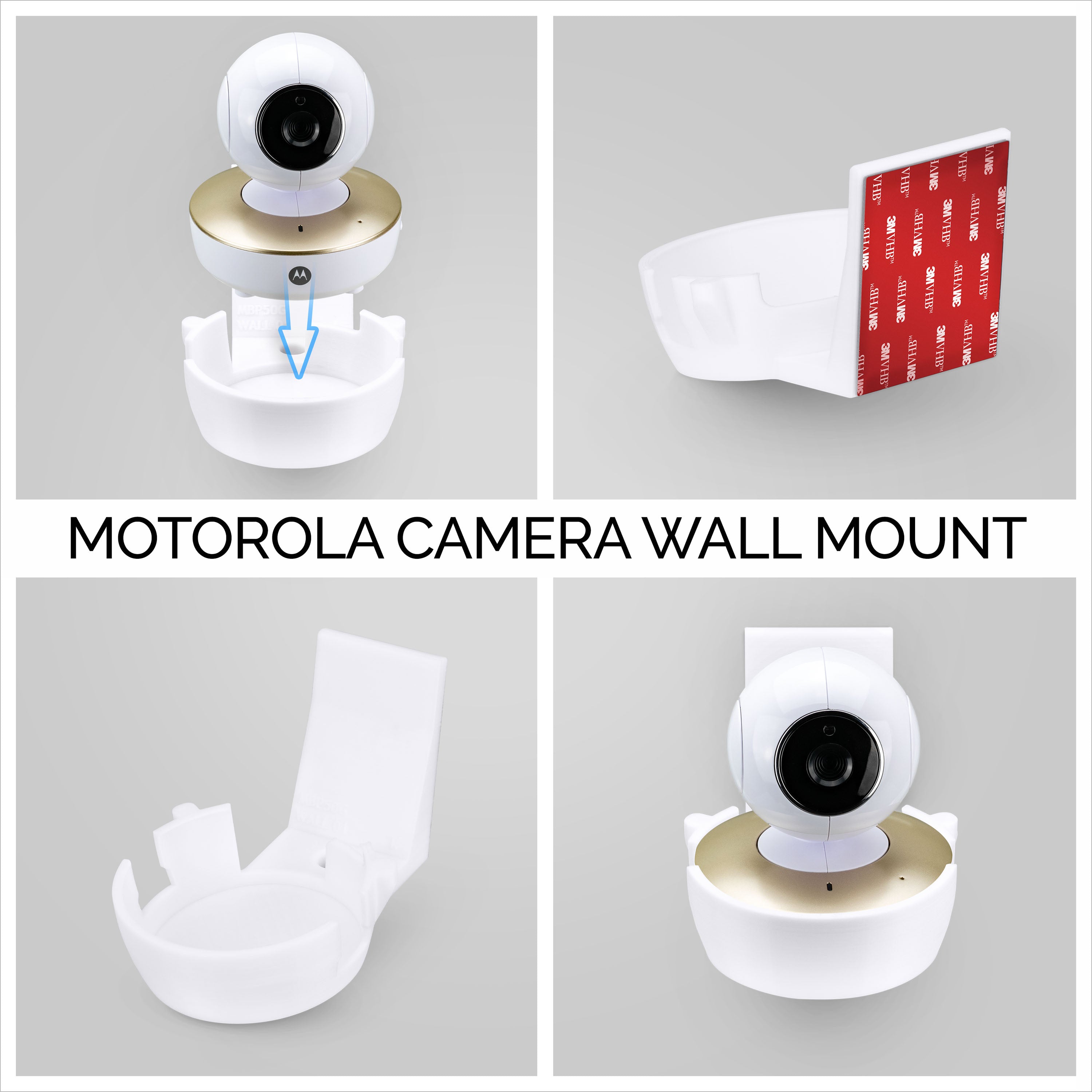 Motorola MBP50-G Adhesive Wall Mount - Tilted Shelf for Better View Angles, Easy to Install