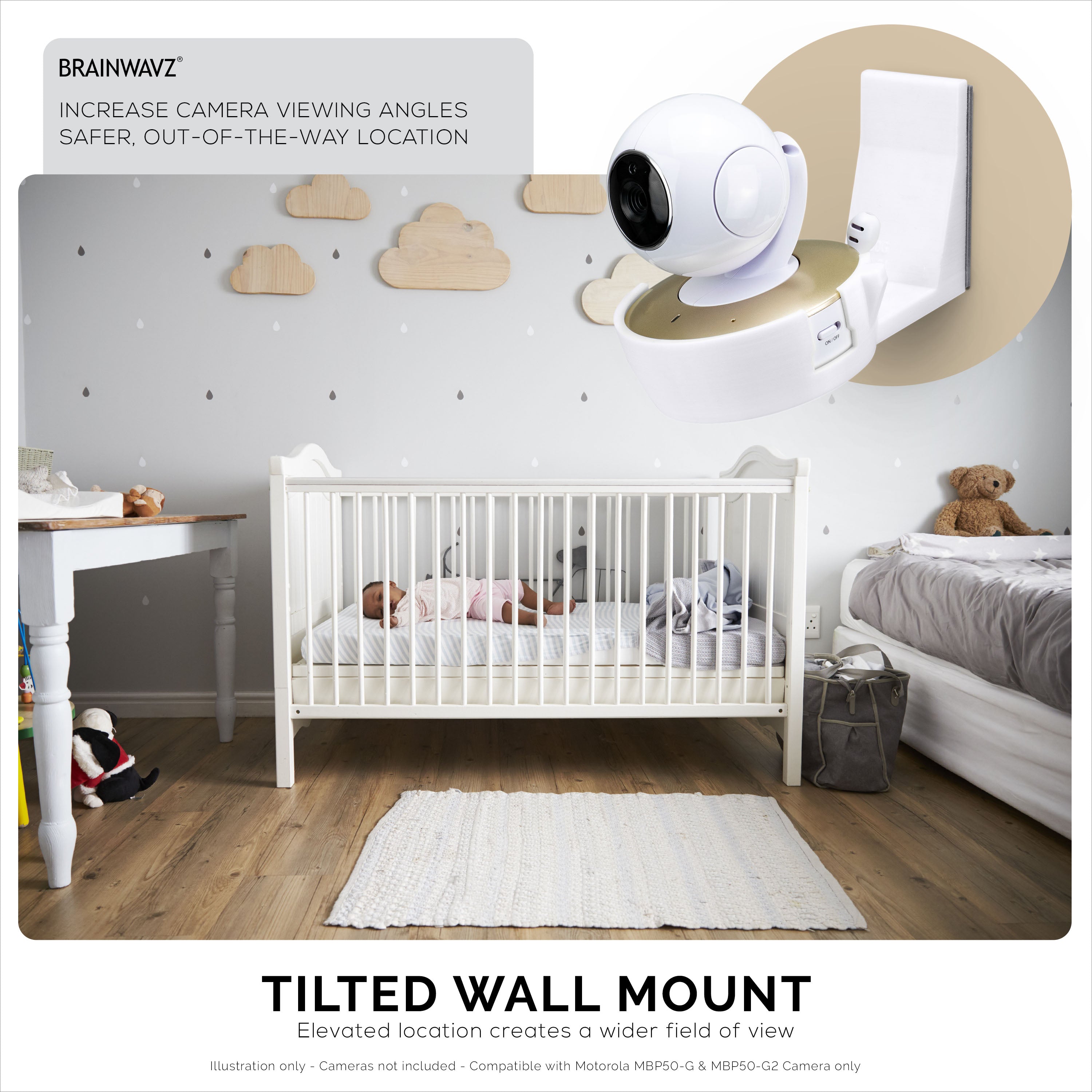 Motorola MBP50-G Adhesive Wall Mount - Tilted Shelf for Better View Angles, Easy to Install