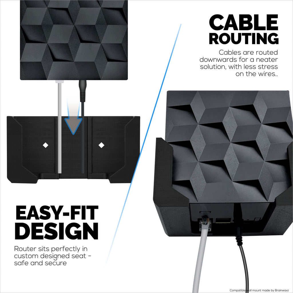 Screwless Wall Mount For Netgear Nighthawk MK62 Router, Strong VHB Adhesive, Easy to Install Holder, Reduce Interference & Increase Range, Stick On & Screw-in Mounting
