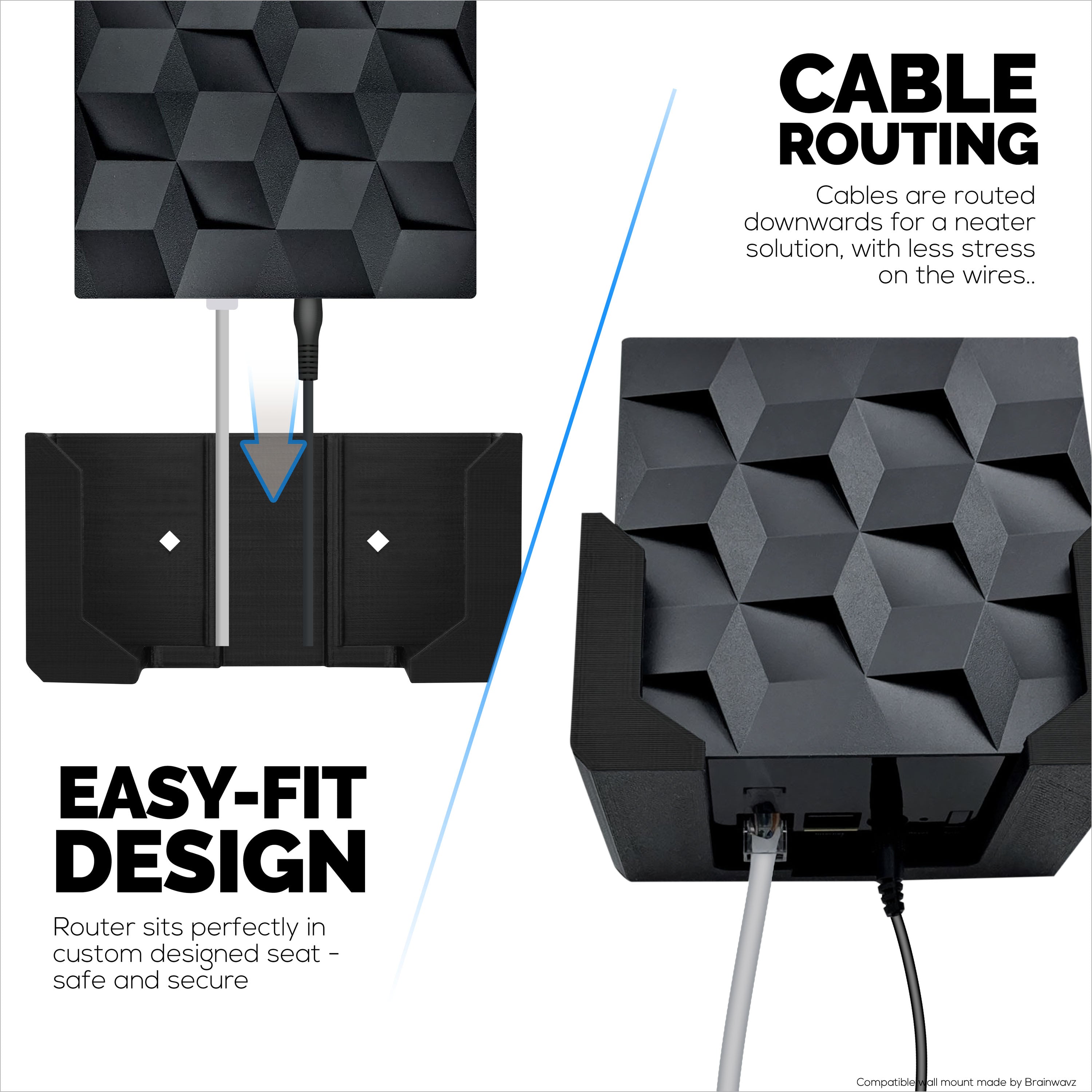 Screwless Wall Mount For Netgear Nighthawk MK62 Router, Strong VHB Adhesive, Easy to Install Holder, Reduce Interference & Increase Range, Stick On & Screw-in Mounting