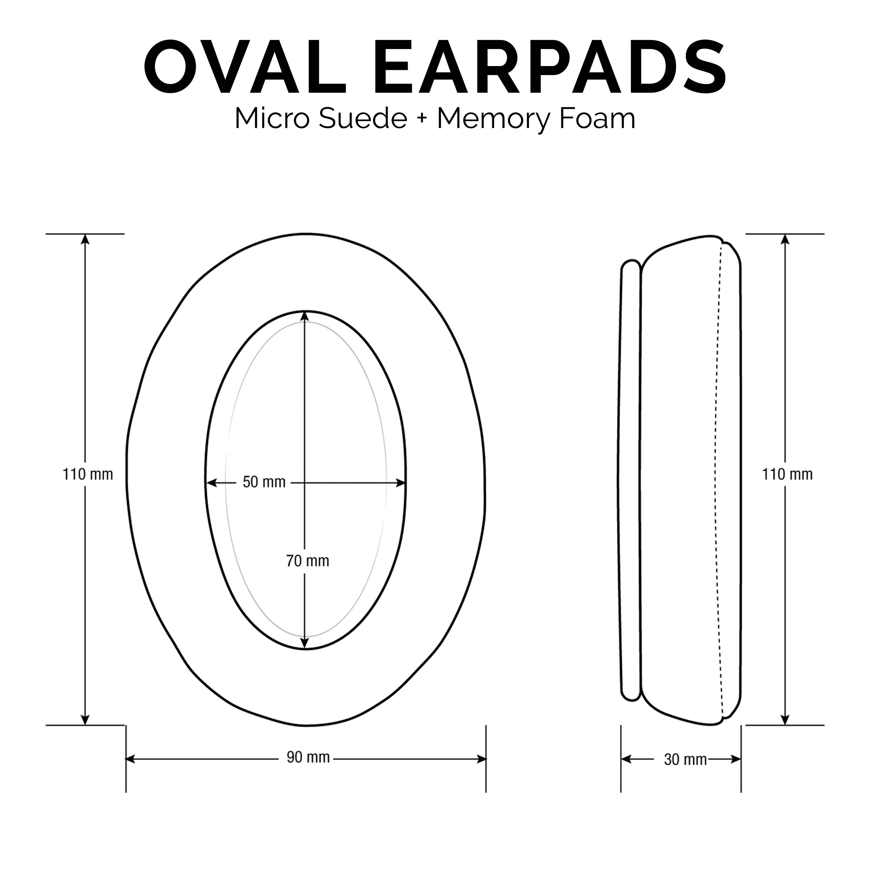 Headphone Memory Foam Earpads - Oval - Micro Suede