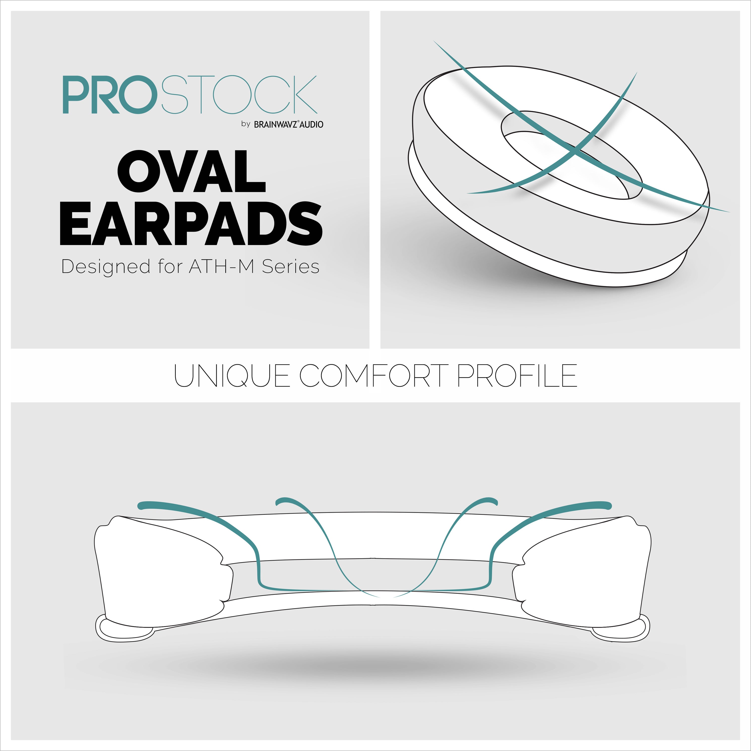ProStock ATH M50X & M Series Replacement Earpads - Custom Designed Shape with Memory Foam - Hybrid