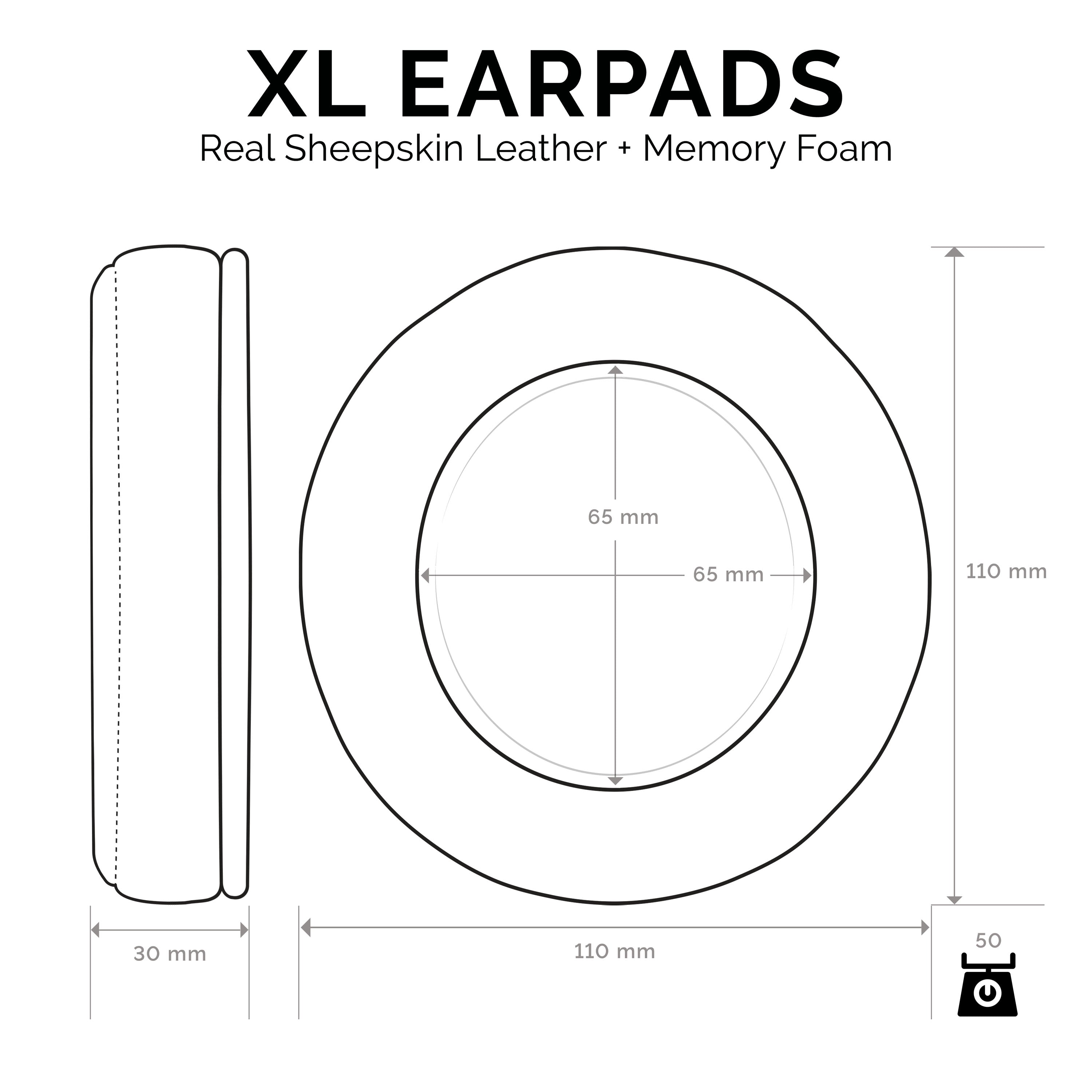 Headphone Memory Foam Earpads - XL Size - Sheepskin