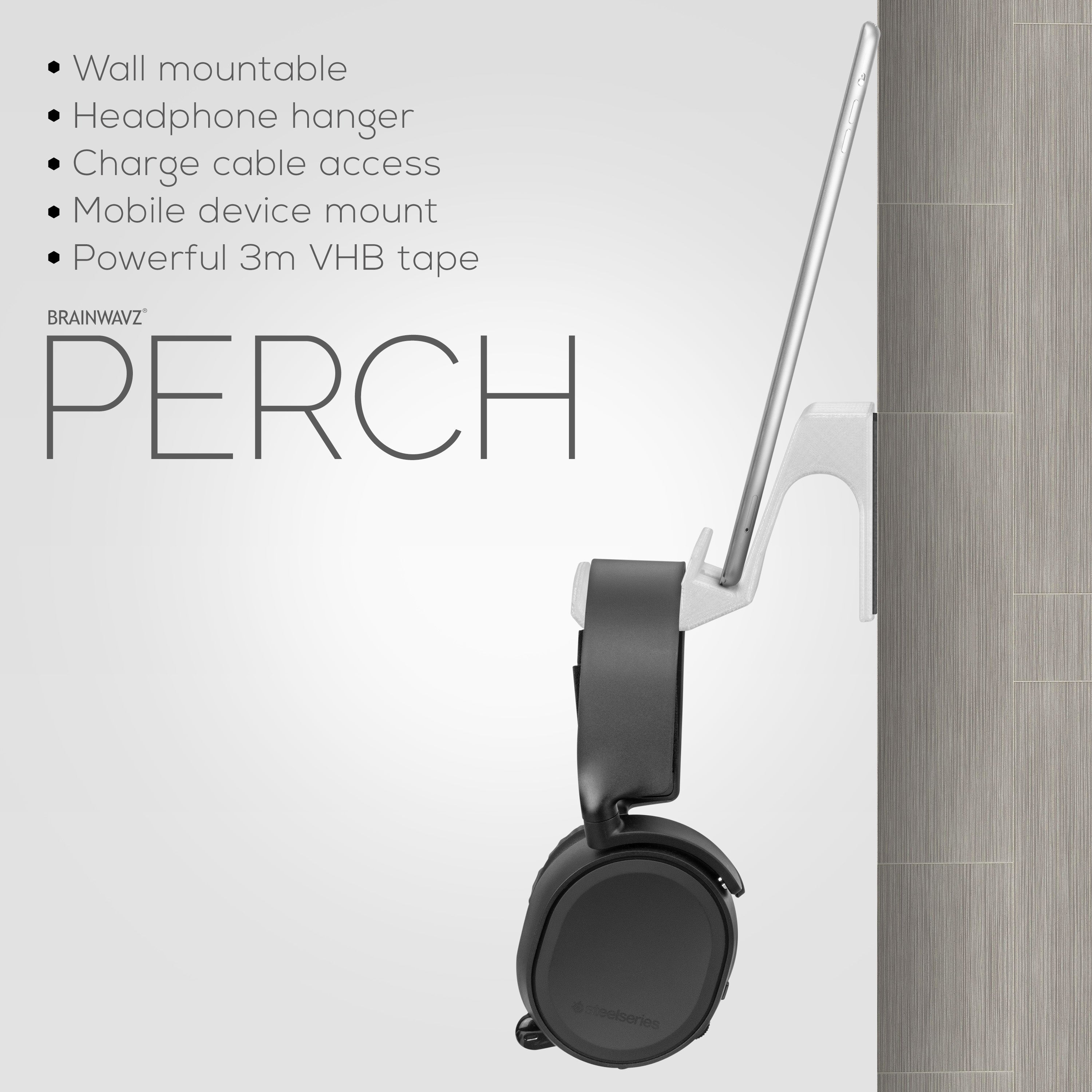 The Perch - Tablet / Phone Mount & Headphone Hanger - iPhone, iPad & Most Android Devices
