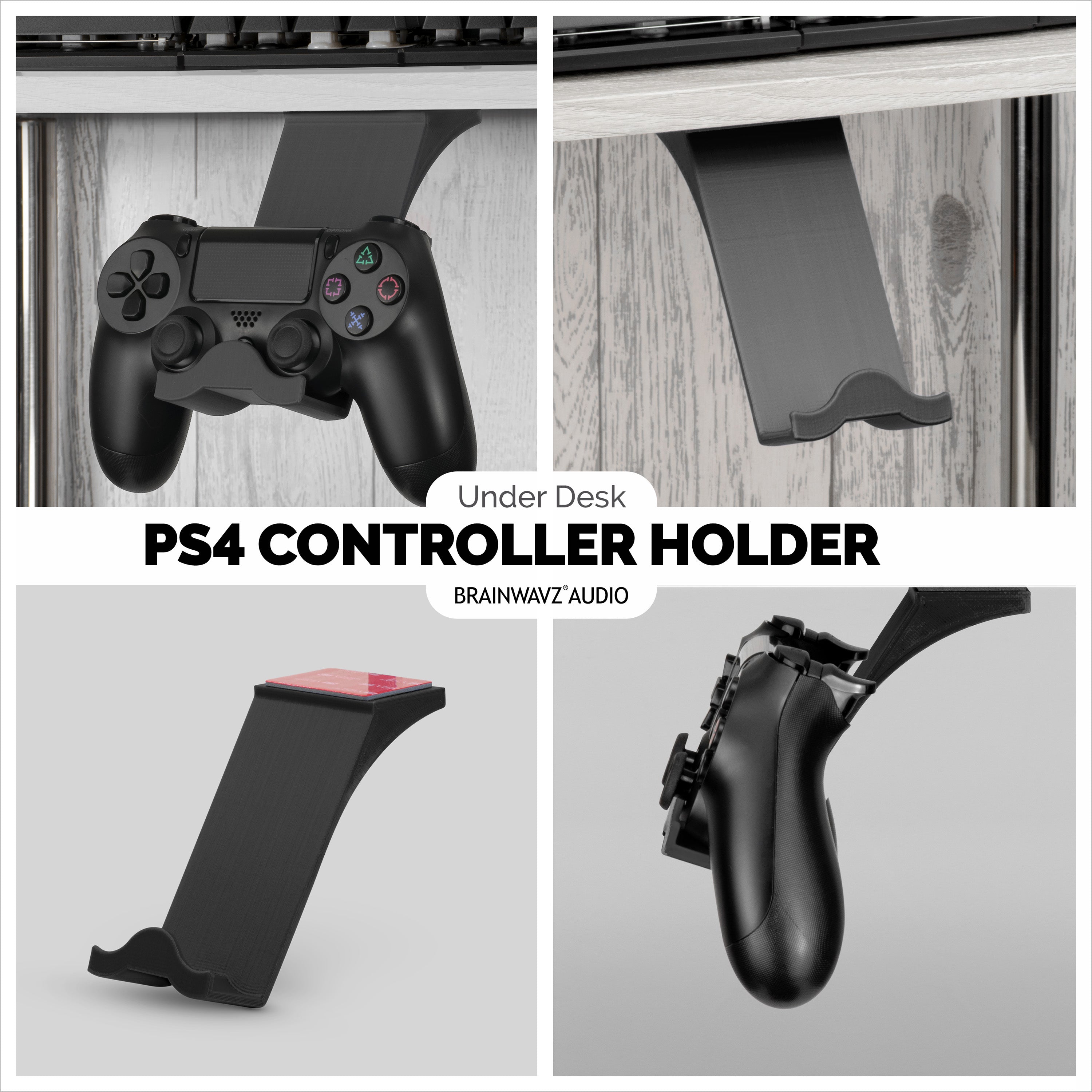 Under Desk Game Controller Holder Hanger - For PlayStation PS4 Controllers