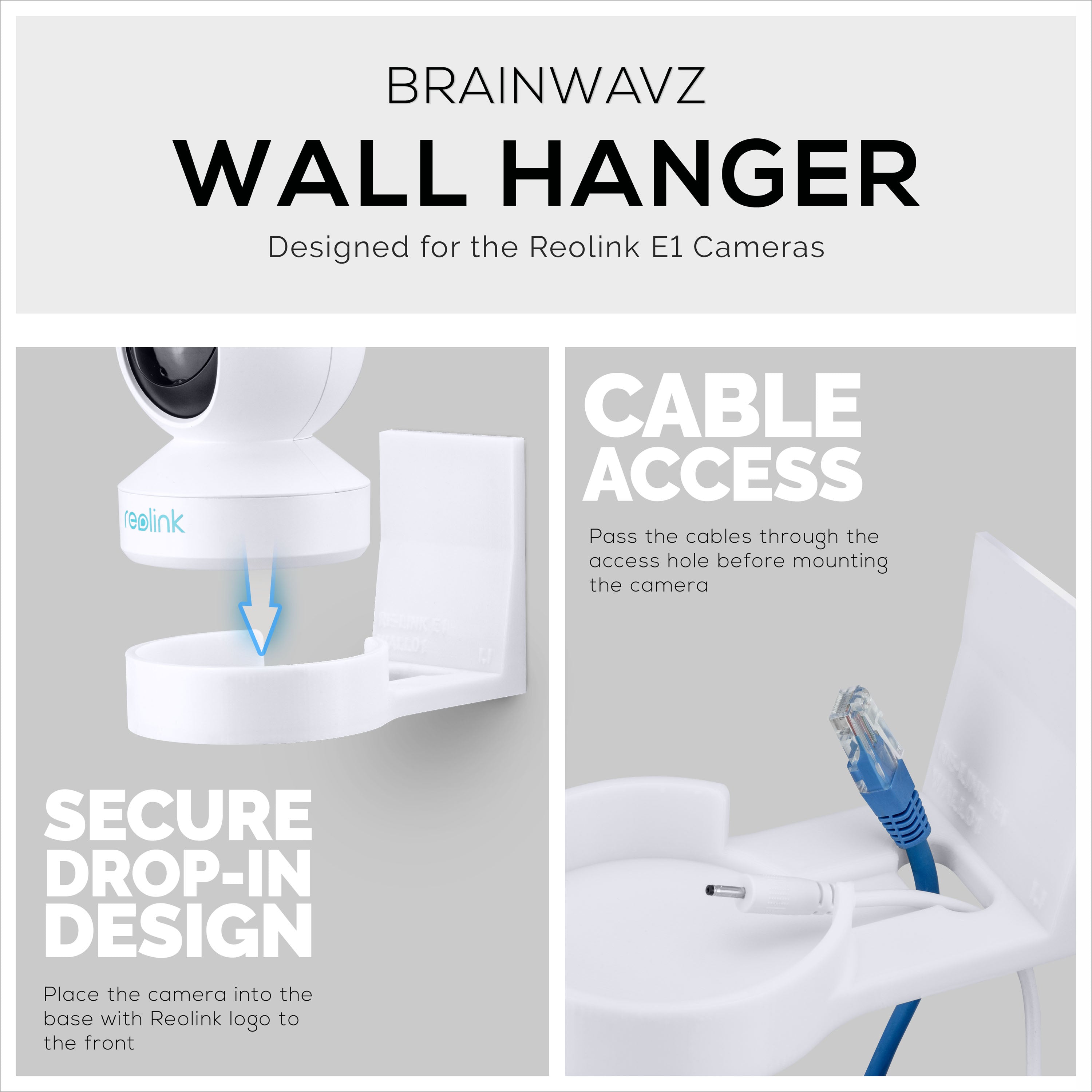 Reolink E1 Wall Mount, Works with E1 & E1 Pro Cameras, Adhesive Holder, Easy to Install