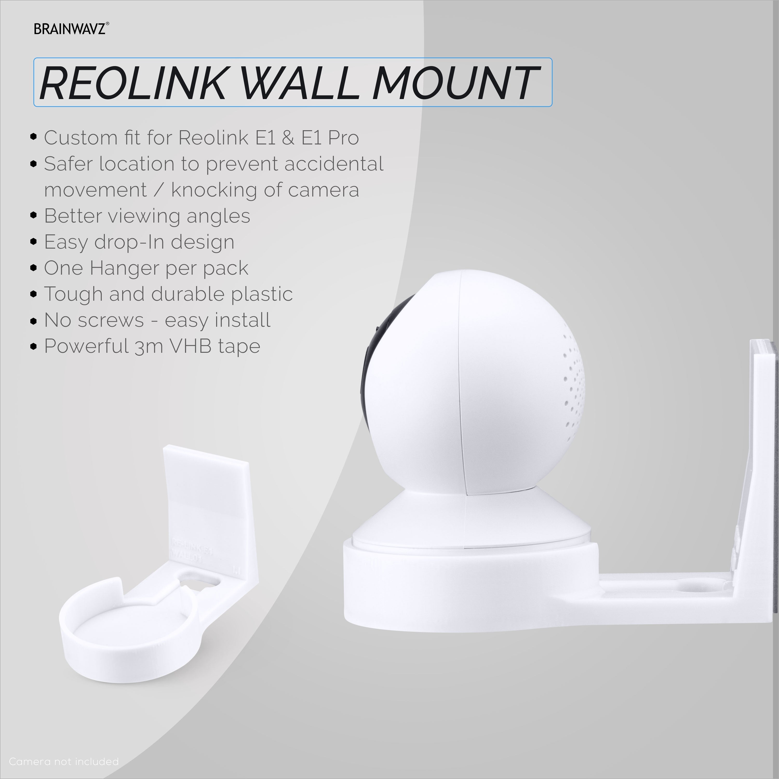 Reolink E1 Wall Mount, Works with E1 & E1 Pro Cameras, Adhesive Holder, Easy to Install