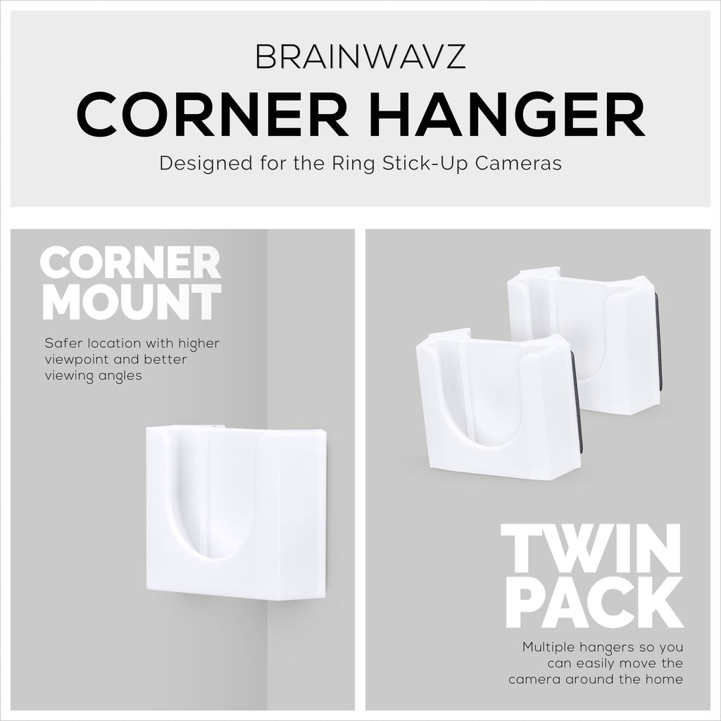 Corner Wall Mount For Ring Stick Up Cam (2 Pack) Security Camera (Battery, Wired & Solar Versions) - Adhesive Holder, No Hassle Bracket, No Screws, No Mess Install