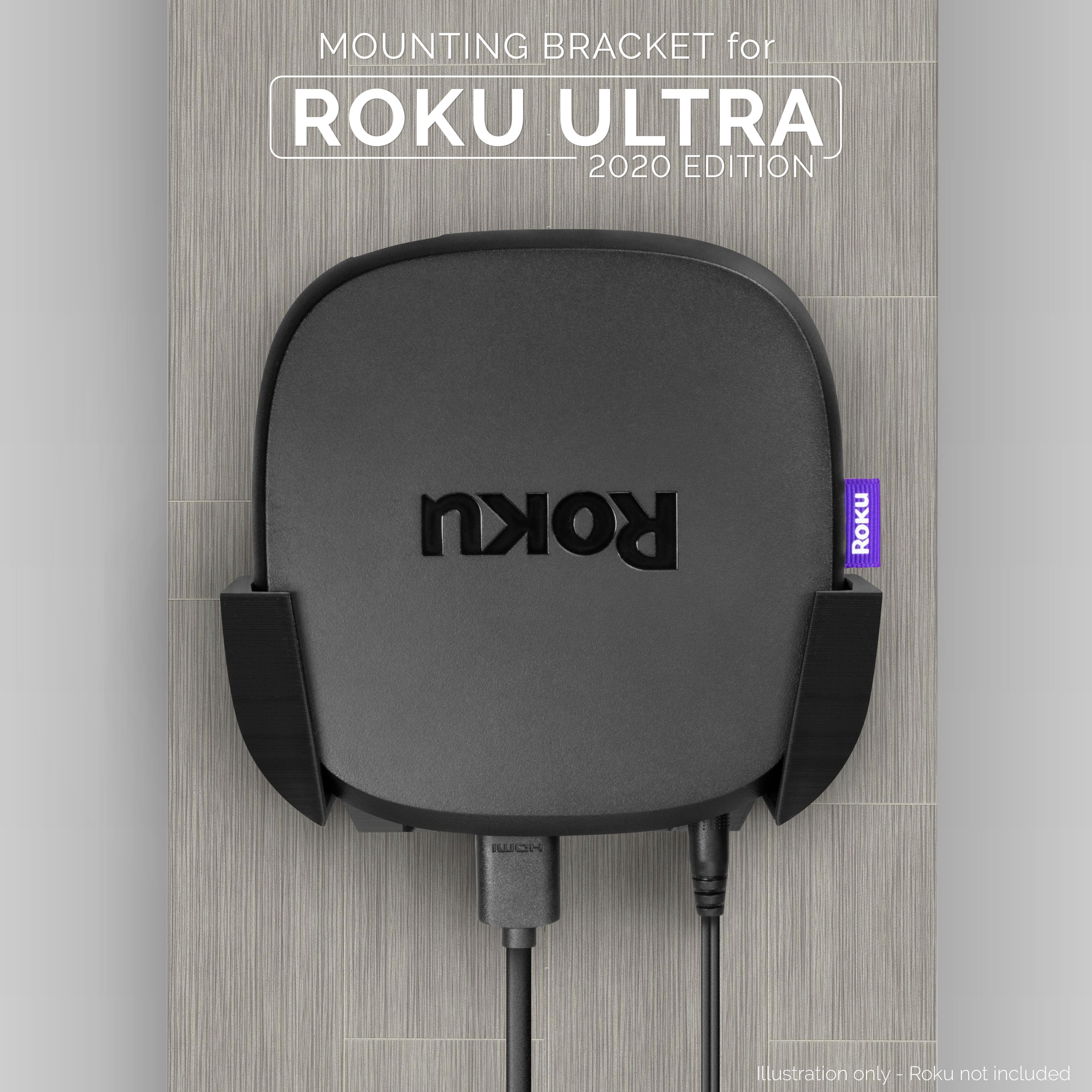 Roku Ultra 2020 Wall & TV Mount - Adhesive Holder, No Screws or Mess