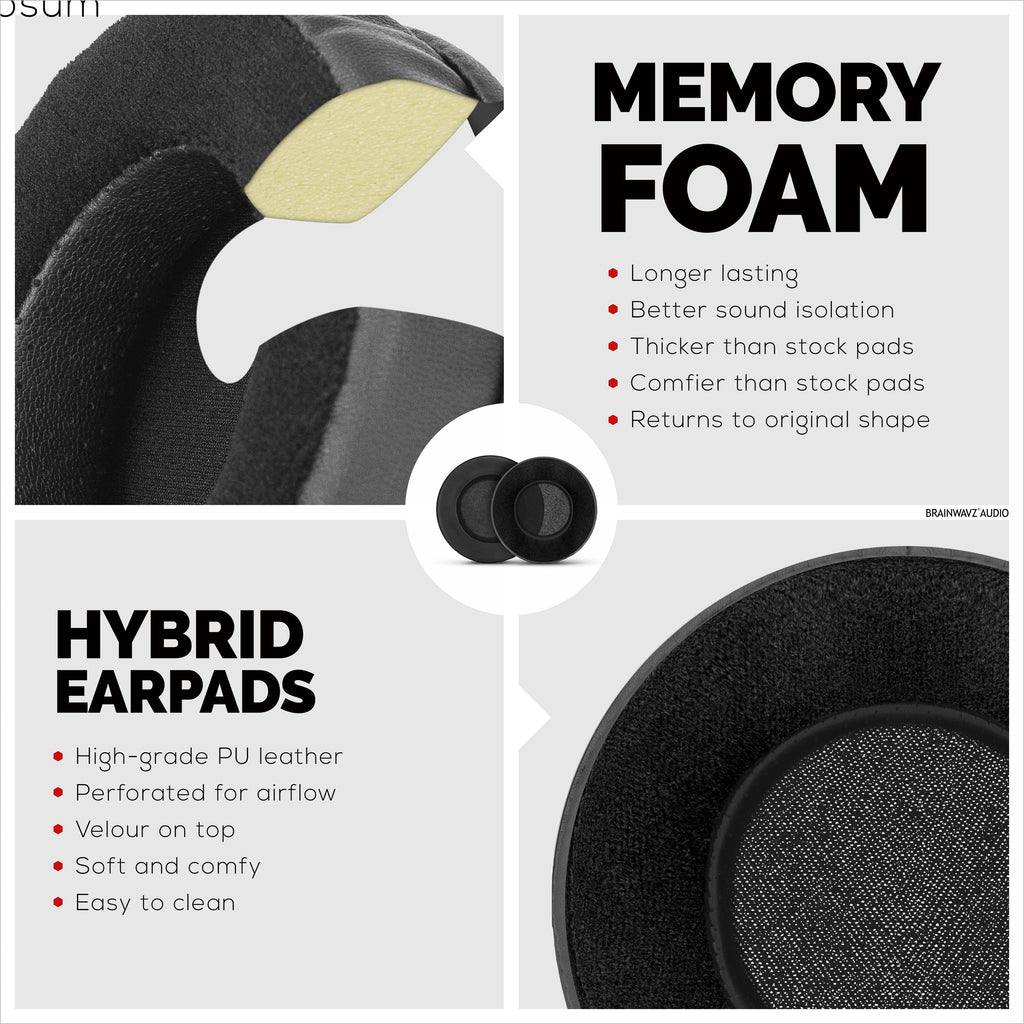 Headphone Memory Foam Earpads - Round - Hybrid