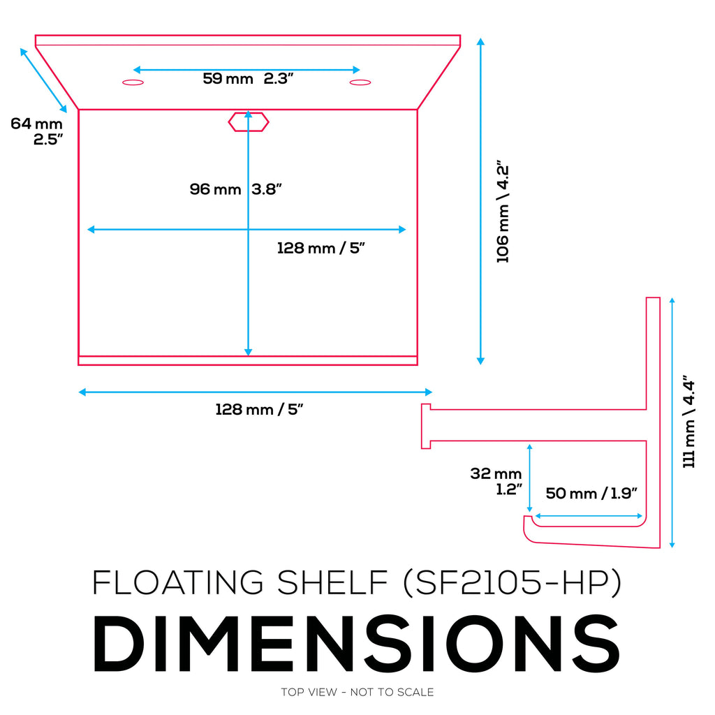 5" Small Floating Shelf With Headphone Hanger, Adhesive & Screw In, For Bluetooth Speakers, Cameras, Plants, Toys & More, Easy to Install (SF2105-HP, White)