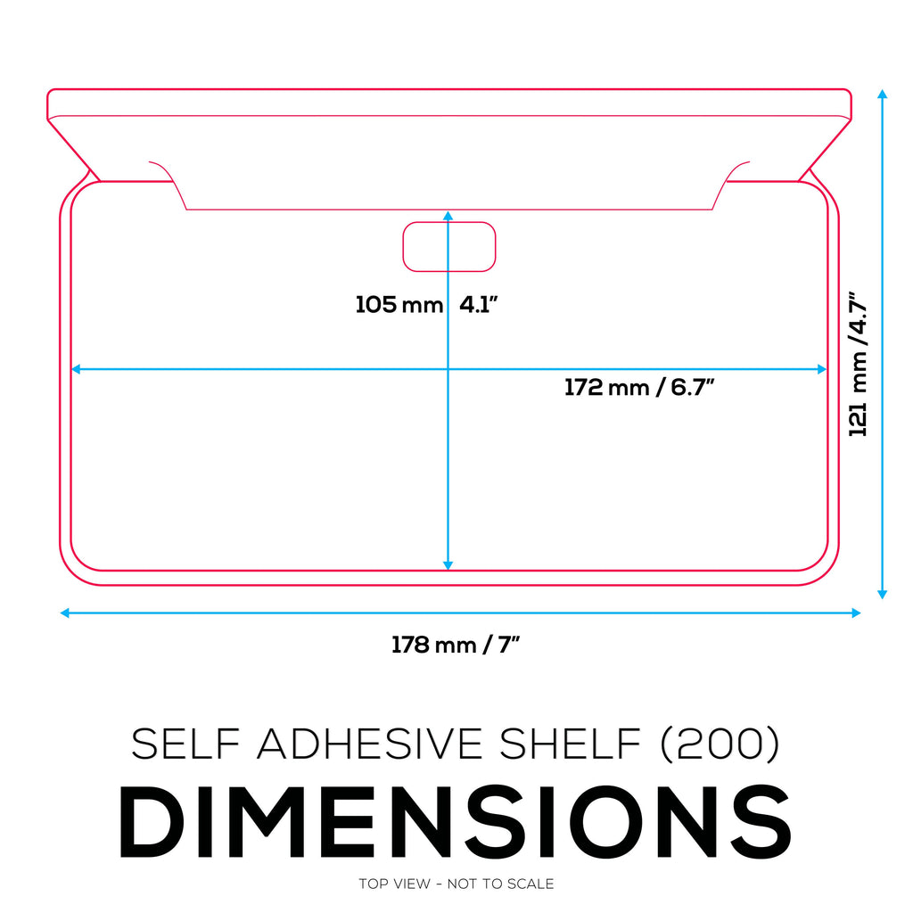 6.7" Wide Floating Adhesive Shelf (200) w/ Cable Access for Cameras, Baby Monitors, Plants & More (172mm x 105mm / 6.7” x 4.1”)