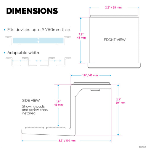 Adhesive Under Desk Laptop Holder Mount, Upto 1.9” / 48mm Thick, For Laptops Macbook Routers Surface iPads Tablets & More