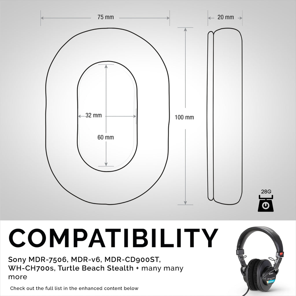 SONY MDR-7506 Replacement Premium Earpads - Micro Suede