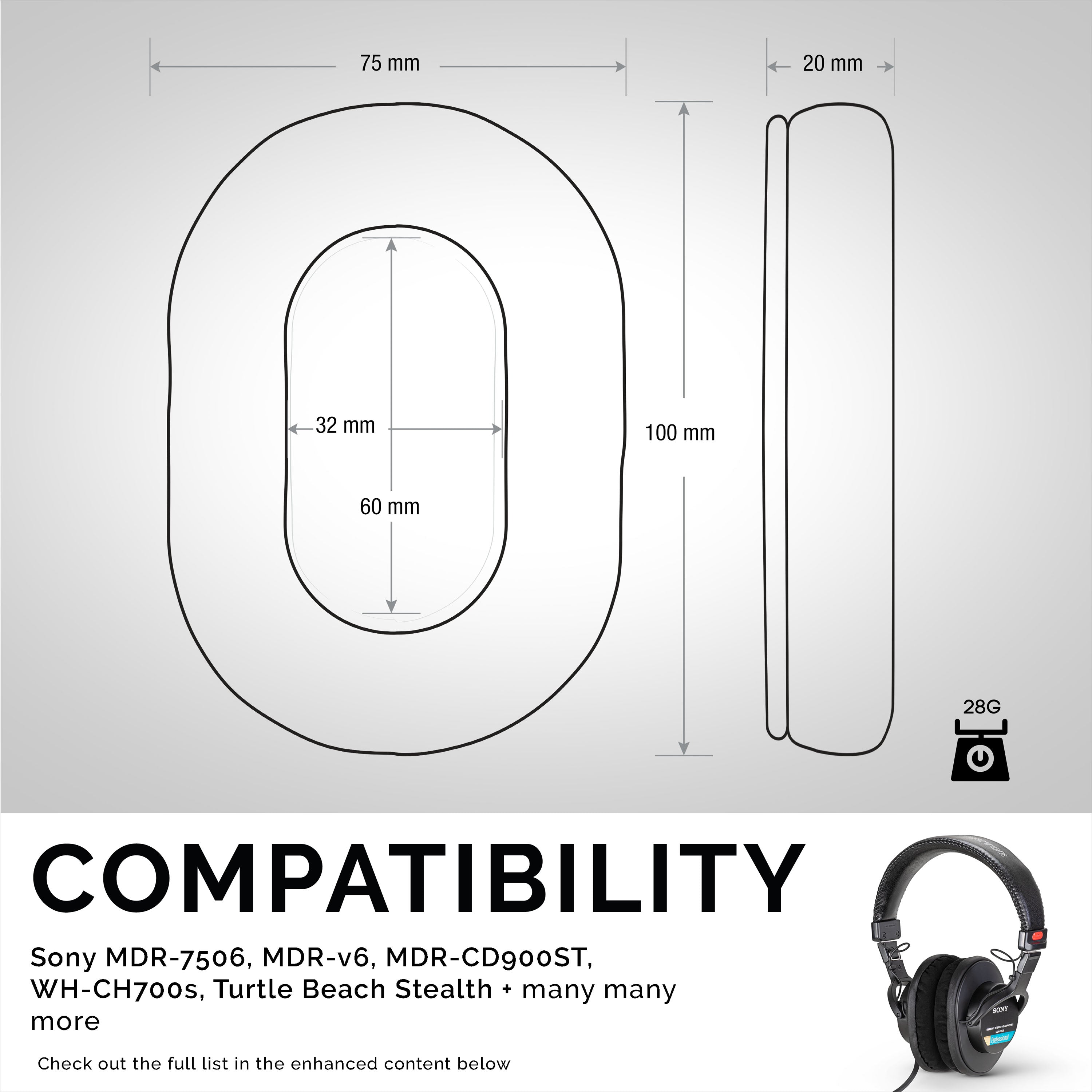 SONY MDR-7506 Replacement Premium Earpads - Micro Suede