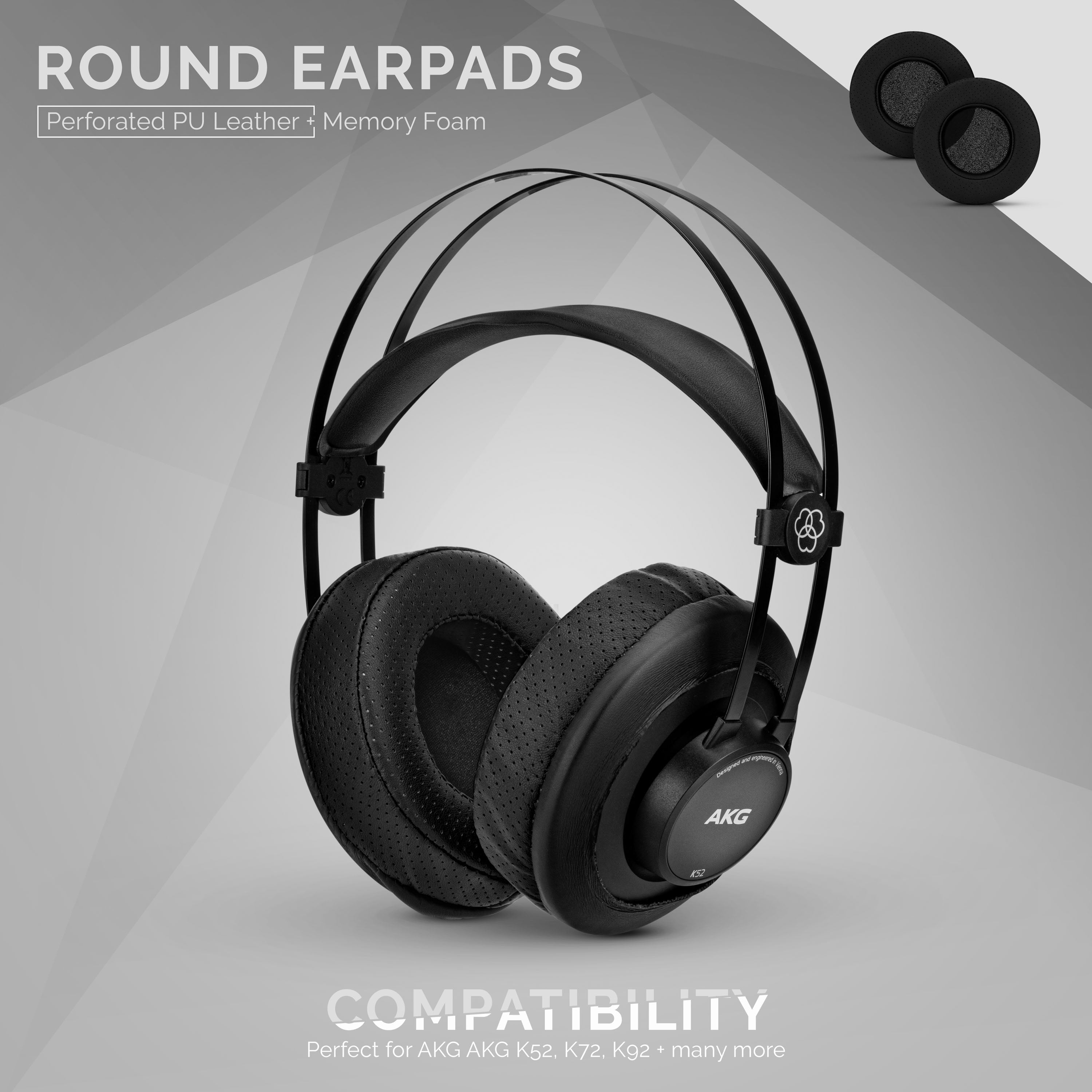 Headphone Memory Foam Earpads - Round - Perforated