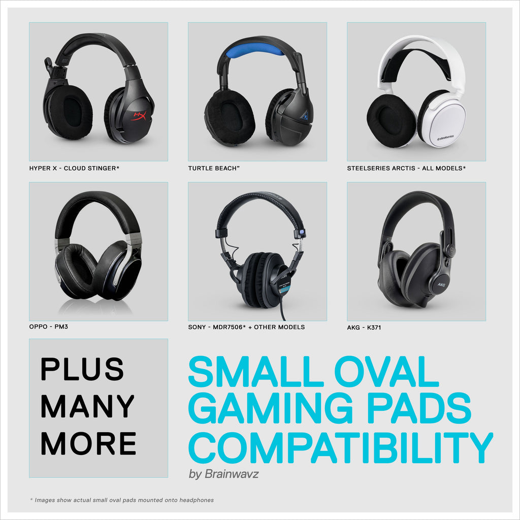 Enhanced Gaming Headphone Earpads - Small Oval - Micro Suede w/ Cooling Gel & Memory Foam for Steelseries, Hyperx, Sony MDR-7506, AKG, Turtlebeach, Sennheiser & More (Micro Suede)