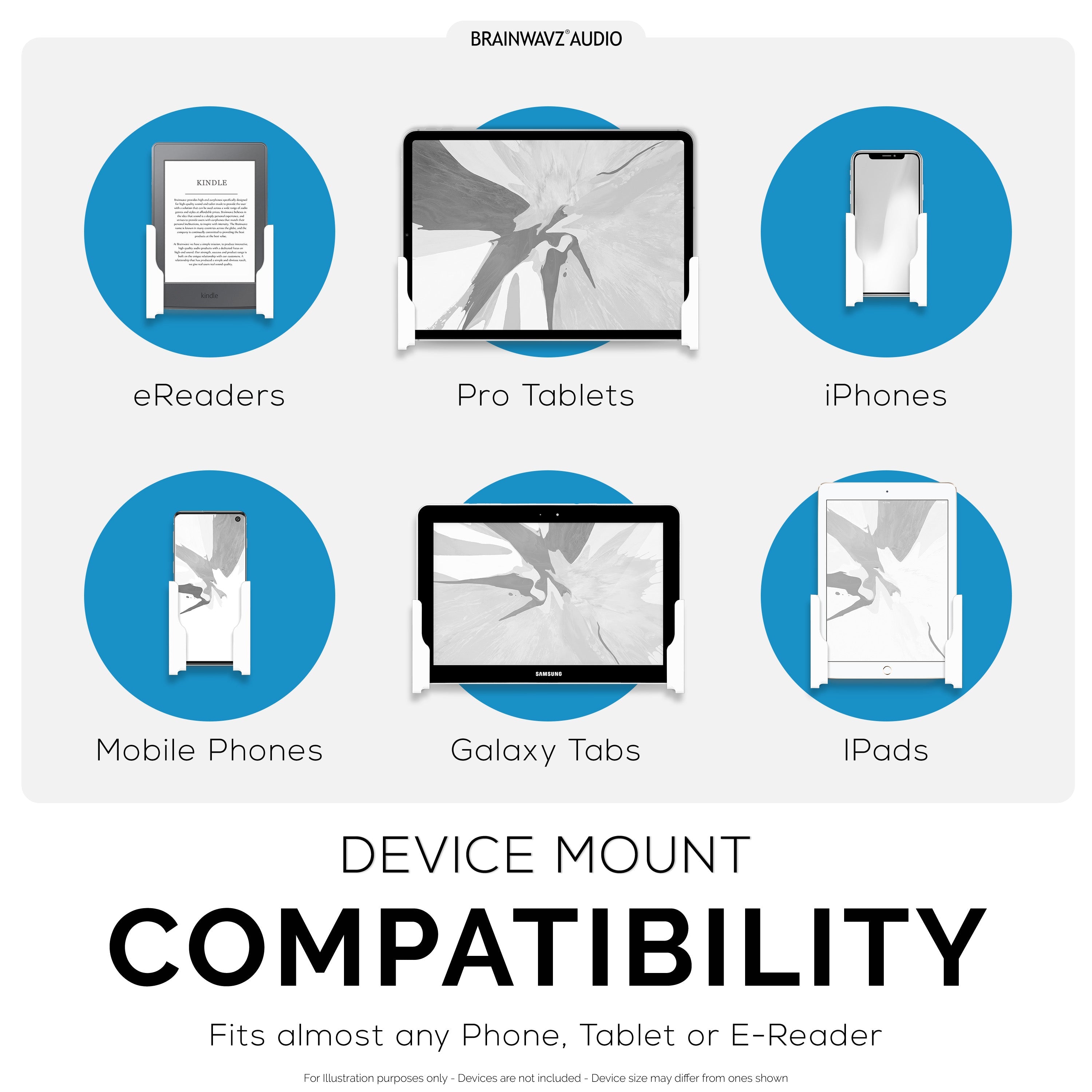 Adhesive Universal Tablet & Phone Wall Mount - Suitable for iPhones, iPads and most Android Phones & Tablets