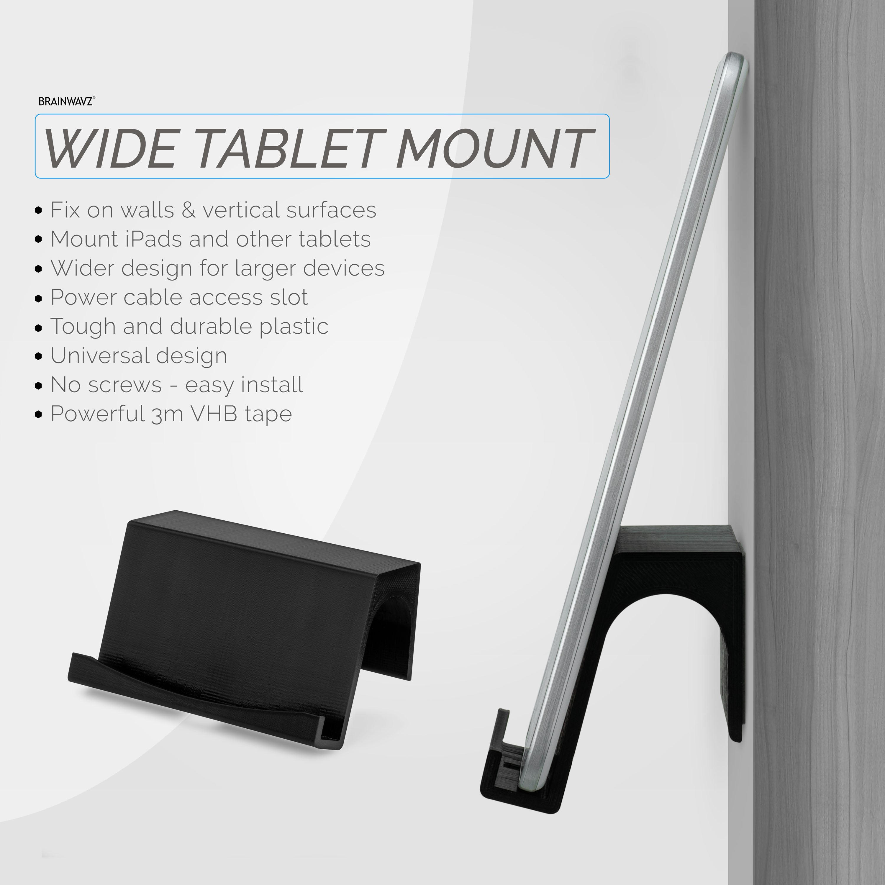 Adhesive Wall Mounted iPad and Android Tablet Stand Hanger - TM03