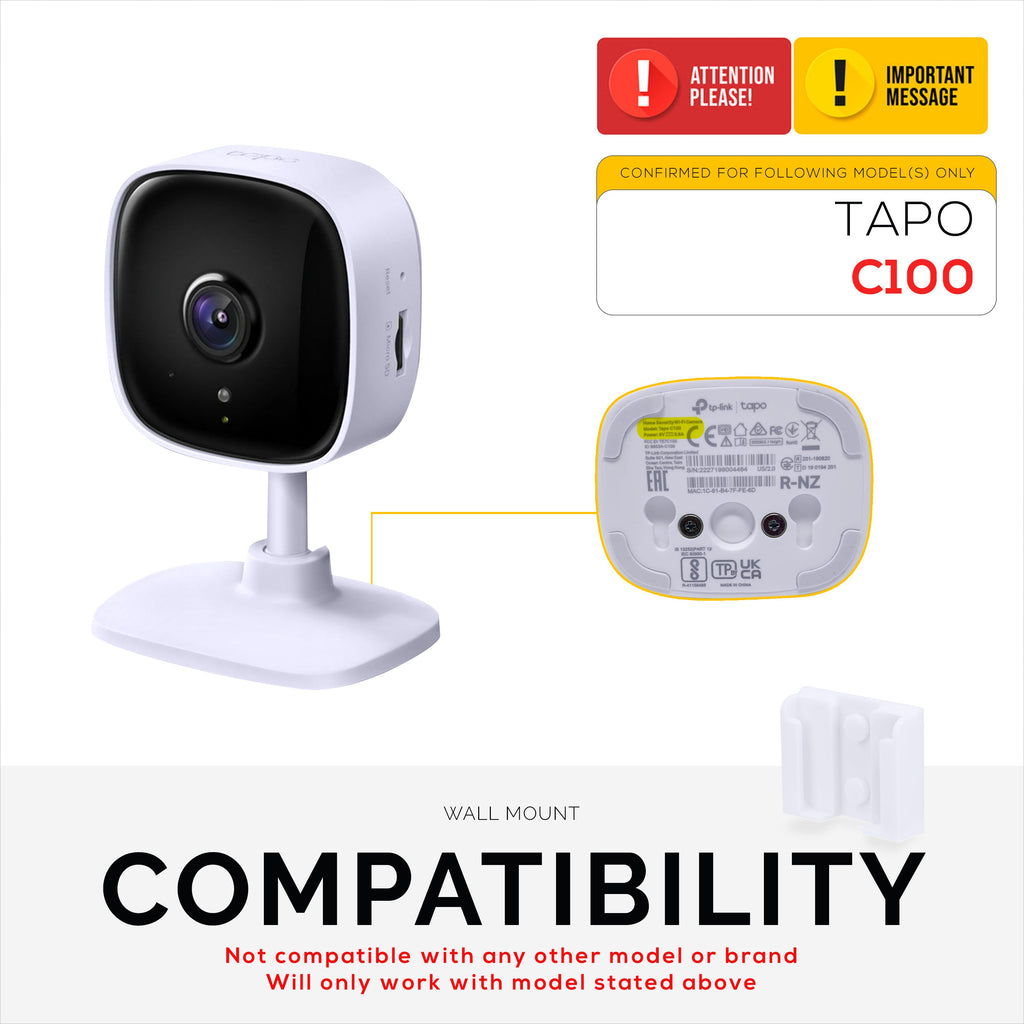 2 Pack Adhesive Wall Mount For C100 TP-Link Tapo Camera, Easy To Install Holder, No Mess, Reduce Blind Spots & Improved Viewing, Stick On & Screw In Installation