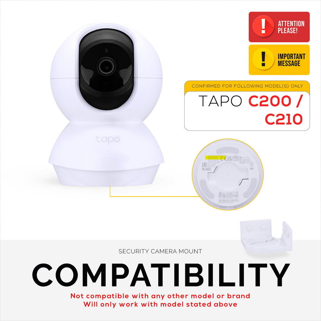 Corner Wall Mount for Tapo Pan/Tilt C200/C210 Pet & Baby Indoor Camera, Security Camera Holder Bracket, Reduce Blind Spots & Clutter, Adhesive & Screw-In Mounting