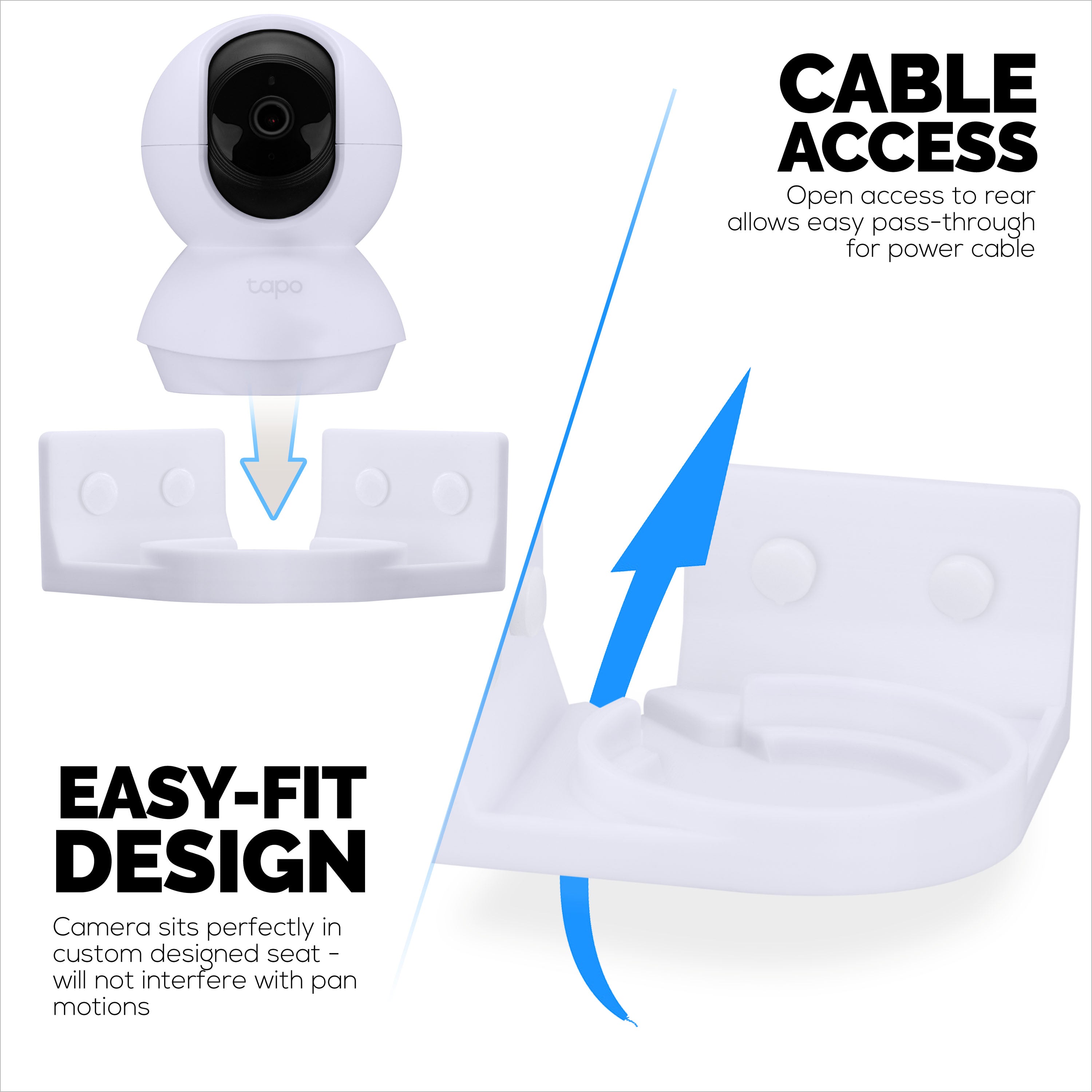 Corner Wall Mount for Tapo Pan/Tilt C200/C210 Pet & Baby Indoor Camera, Security Camera Holder Bracket, Reduce Blind Spots & Clutter, Adhesive & Screw-In Mounting