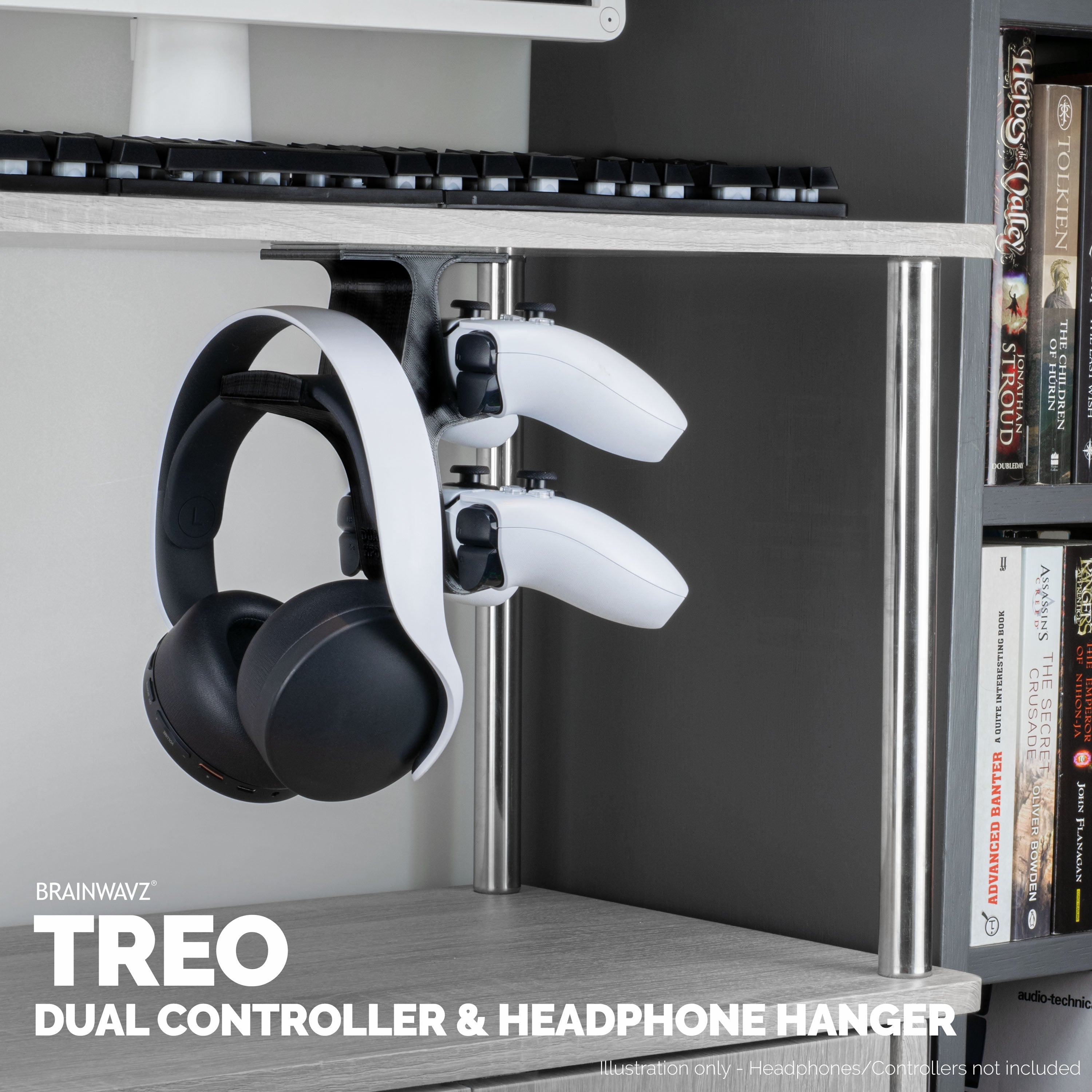 The Treo - Under Desk Dual Controller & Headphone Hanger