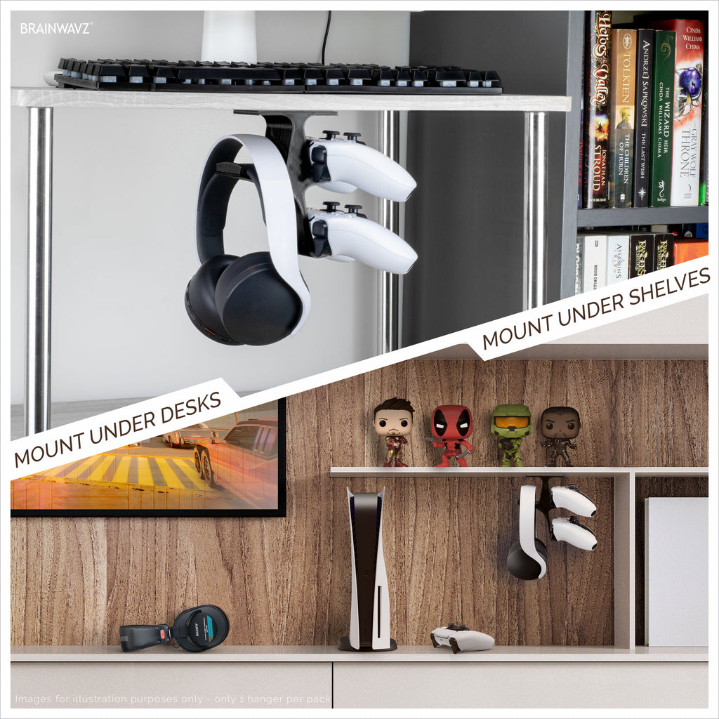 The Treo - Under Desk Dual Controller & Headphone Hanger
