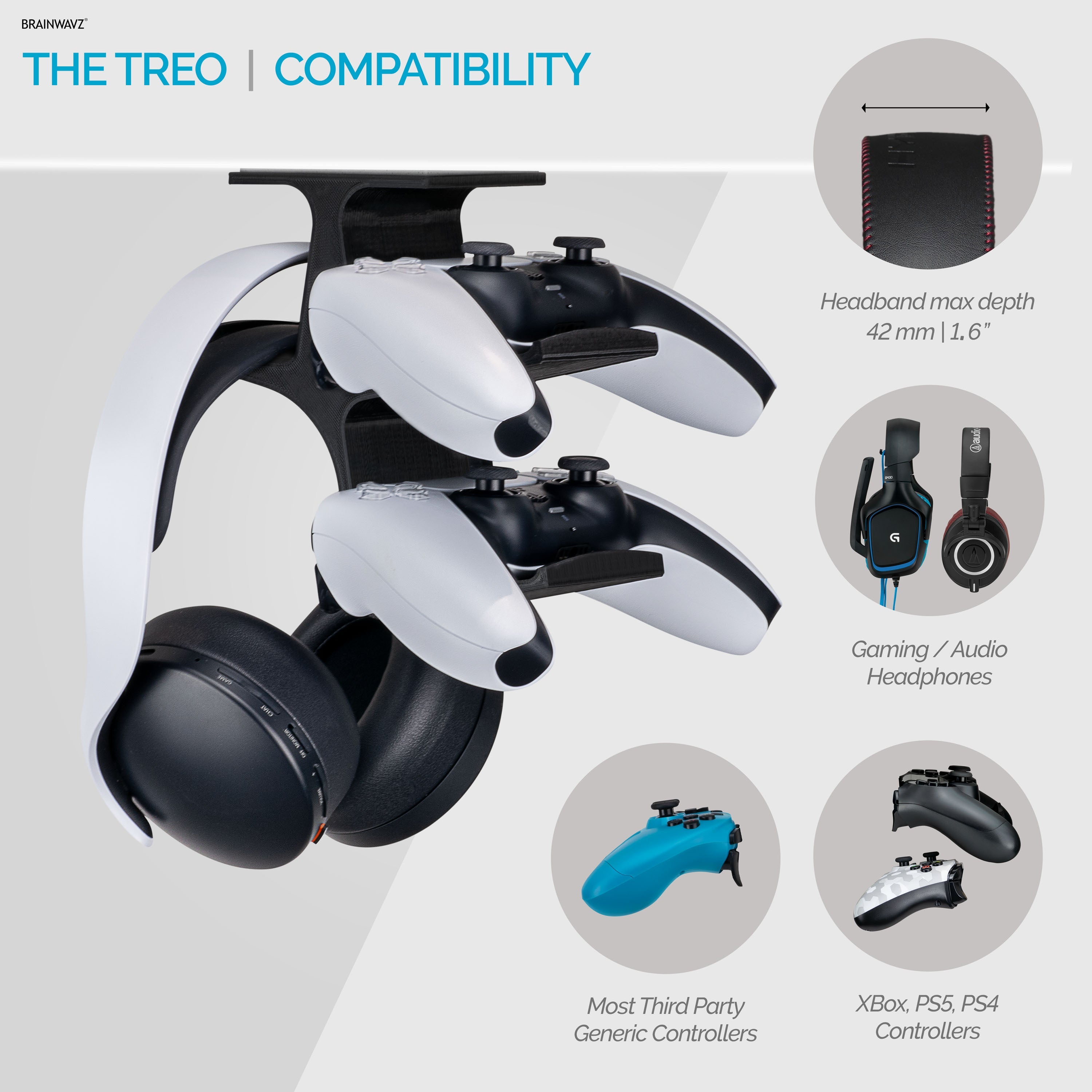 The Treo - Under Desk Dual Controller & Headphone Hanger