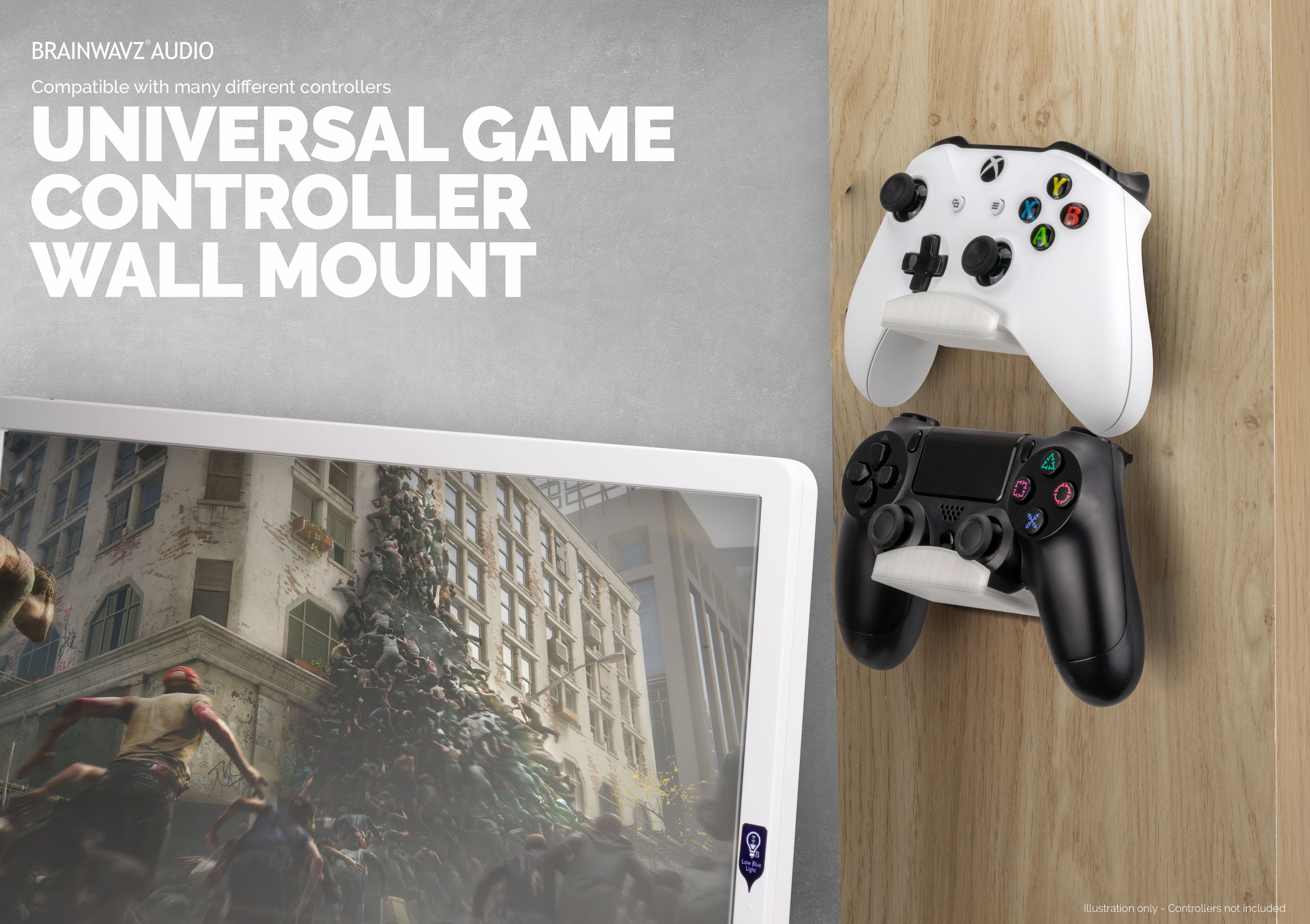 Multi-Pack - Universal Game Controller Wall Mount Hanger Holder (UGC1) for XBOX, PlayStation, PC & More