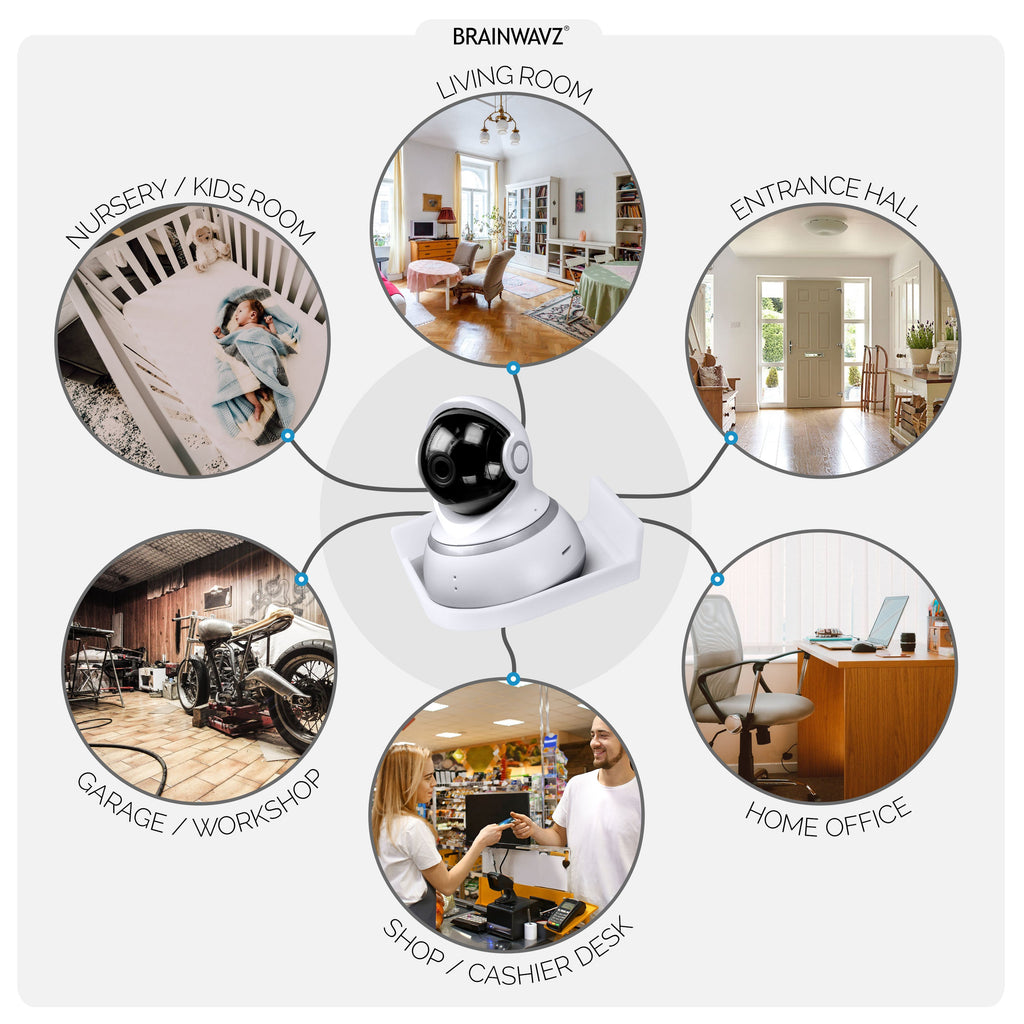 Adhesive Universal Tilted Corner Shelf for Security Cameras, Baby Monitors & Home Security Sensors