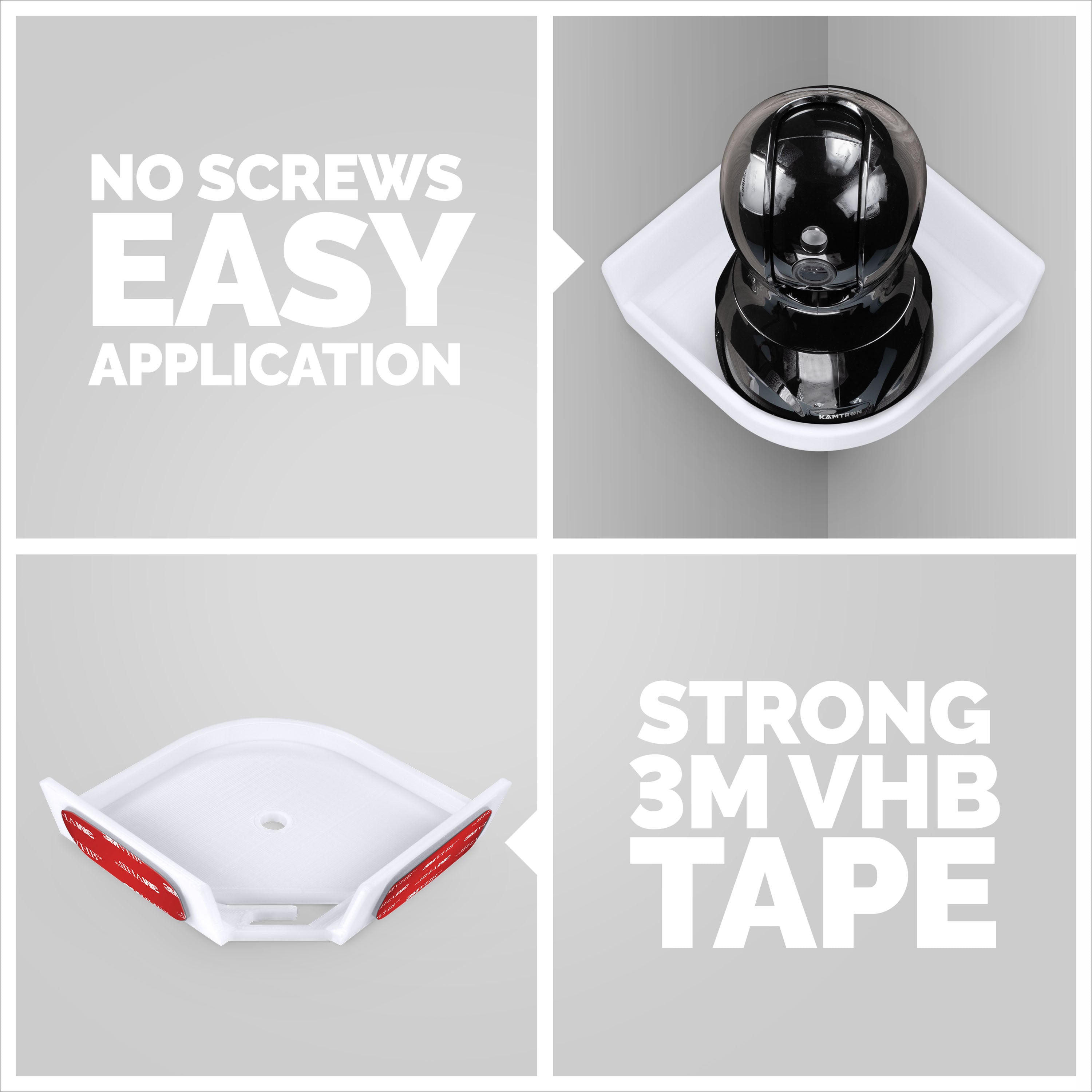 Adhesive Universal Tilted Corner Shelf for Security Cameras, Baby Monitors & Home Security Sensors