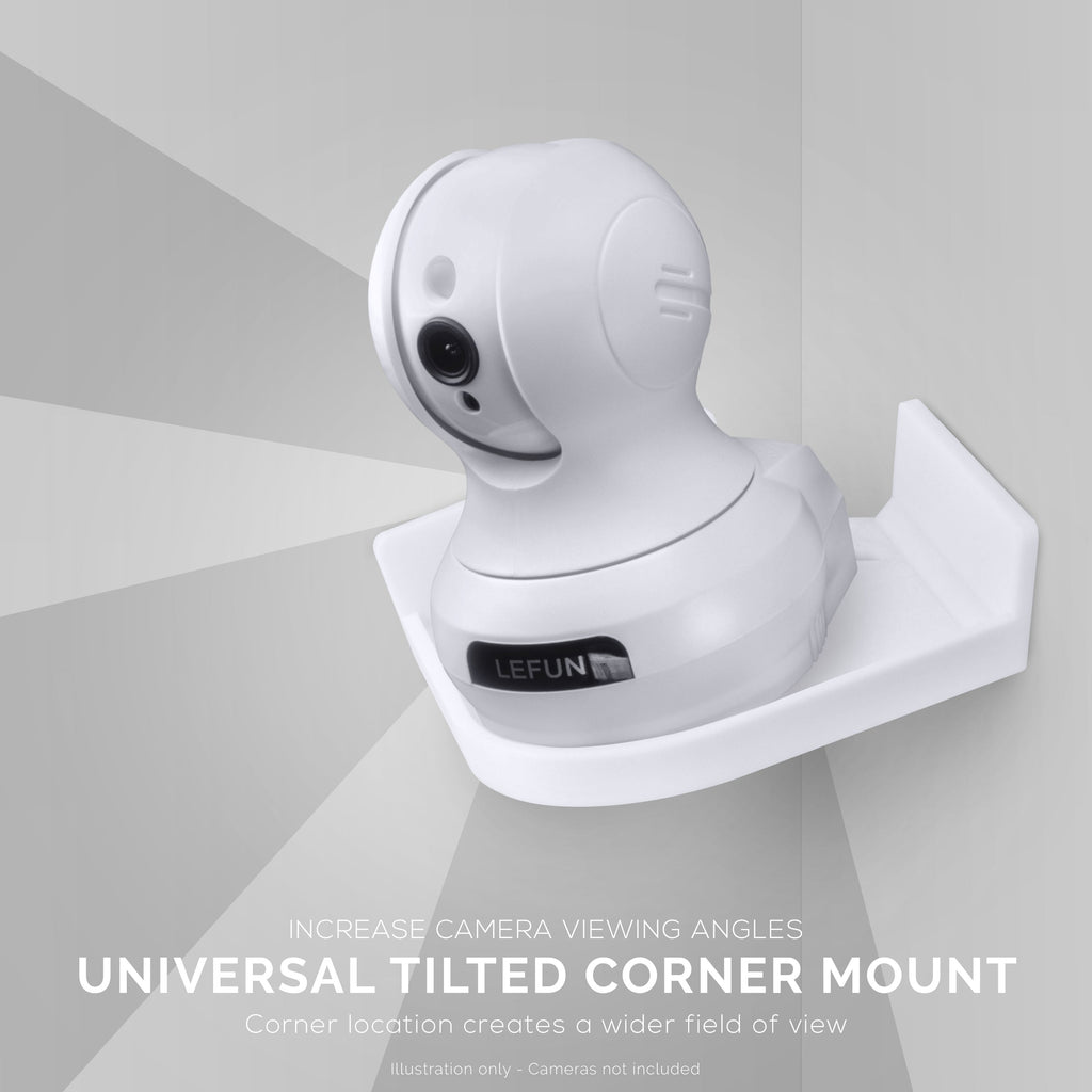 Adhesive Universal Tilted Corner Shelf for Security Cameras, Baby Monitors & Home Security Sensors