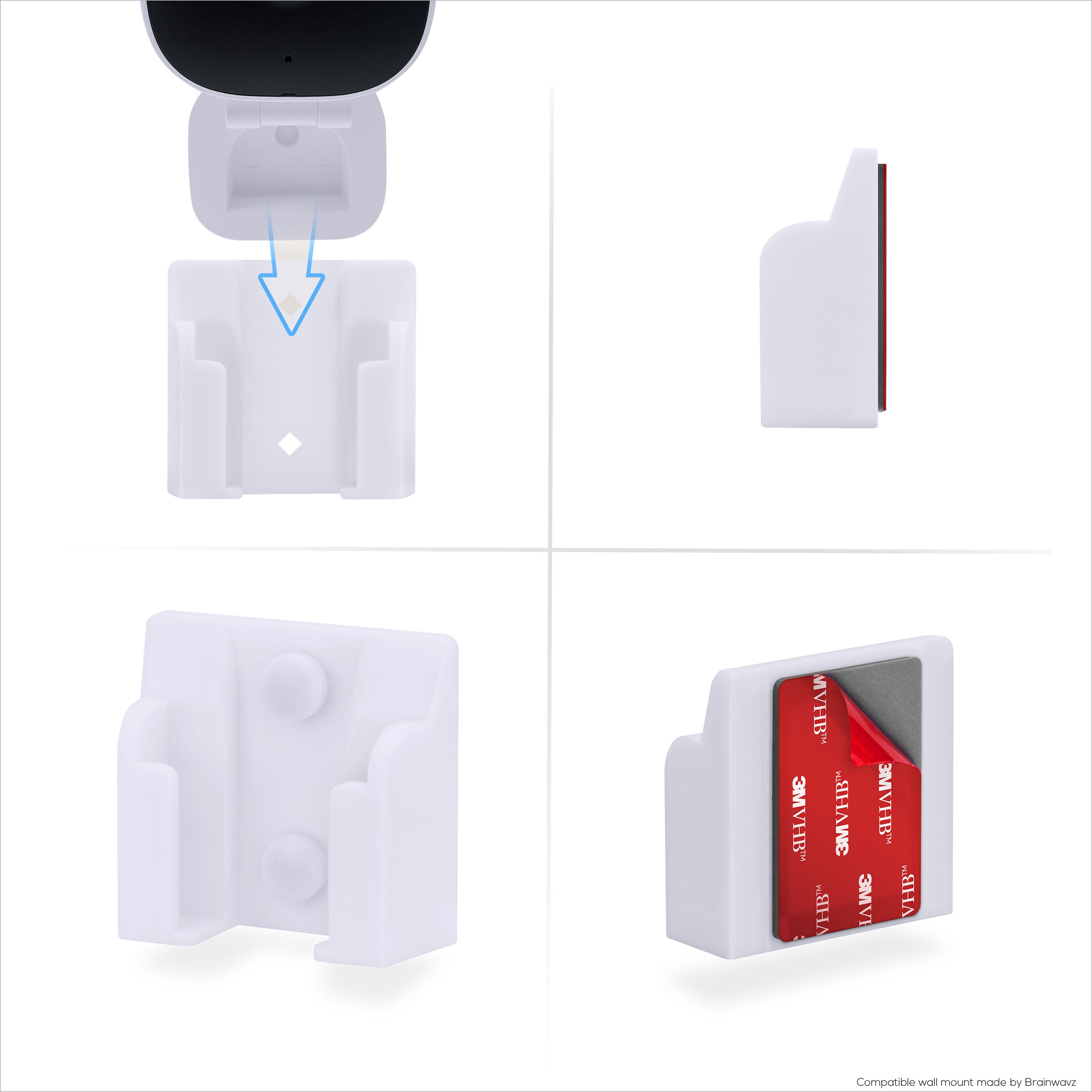 2 Pack Adhesive Wall Mount For Vimtag Mini G3-8310 Camera, Easy To Install Holder, No Mess, Reduce Blind Spots & Improved Viewing, Stick On & Screw In Installation