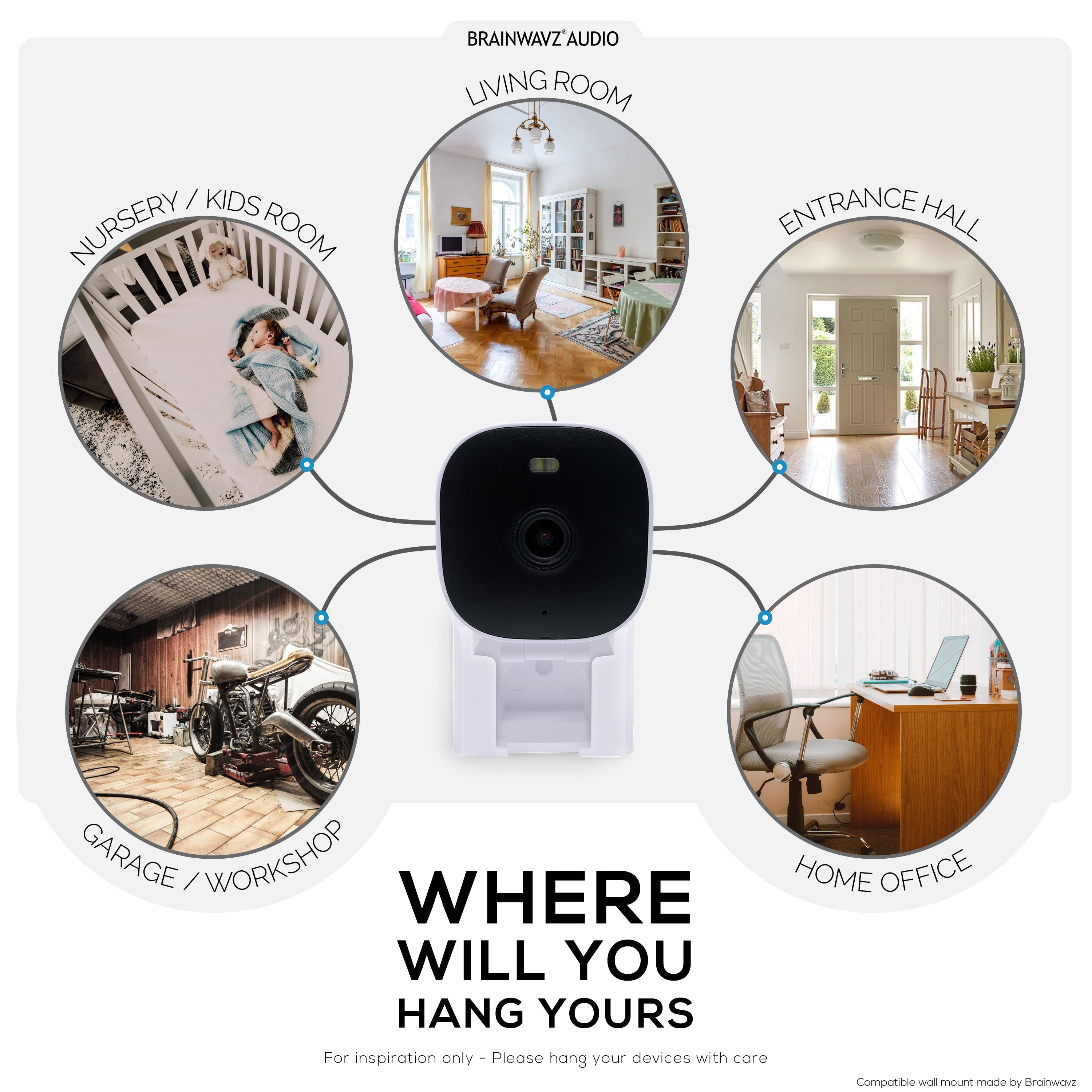 2 Pack Adhesive Wall Mount For Vimtag Mini G3-8310 Camera, Easy To Install Holder, No Mess, Reduce Blind Spots & Improved Viewing, Stick On & Screw In Installation