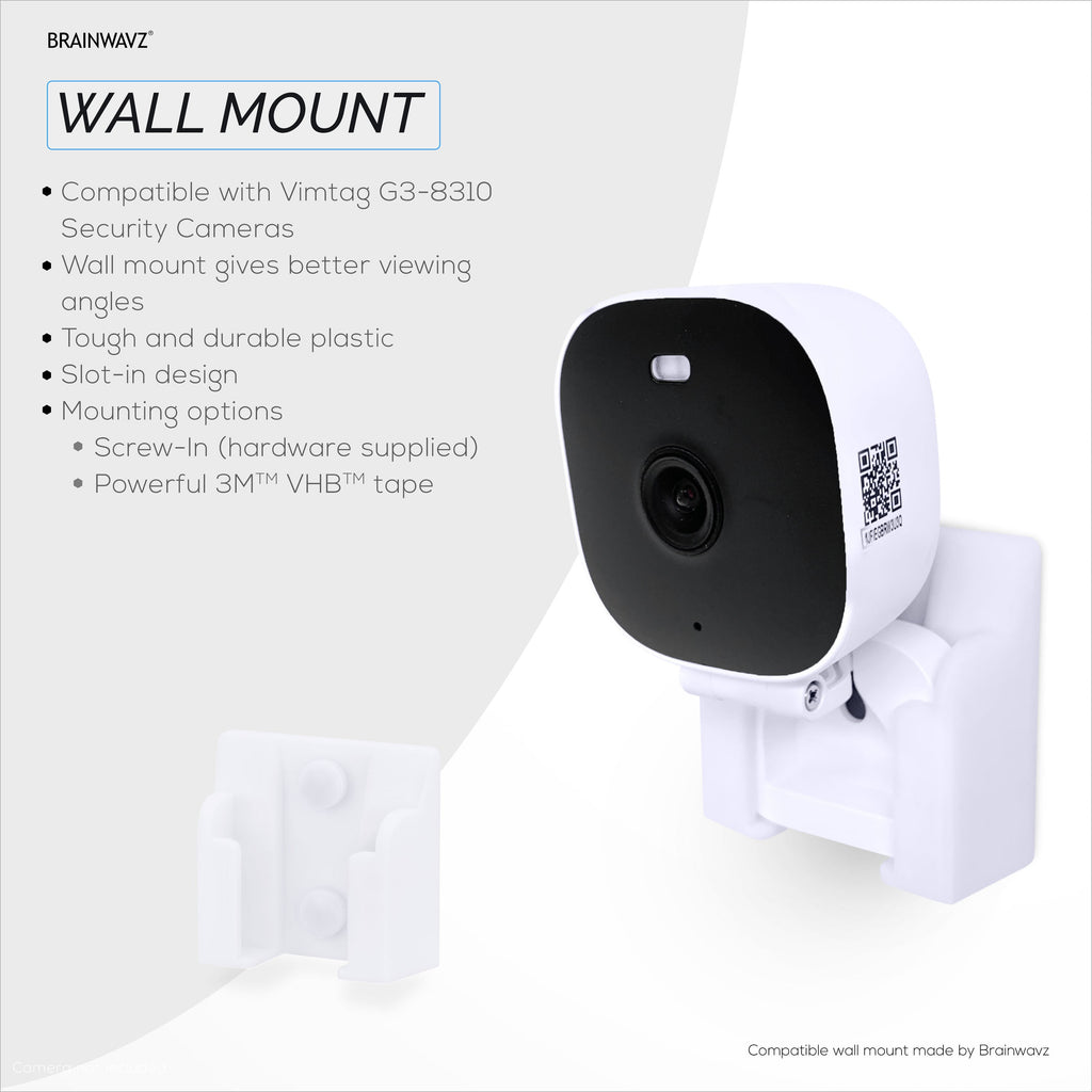 2 Pack Adhesive Wall Mount For Vimtag Mini G3-8310 Camera, Easy To Install Holder, No Mess, Reduce Blind Spots & Improved Viewing, Stick On & Screw In Installation