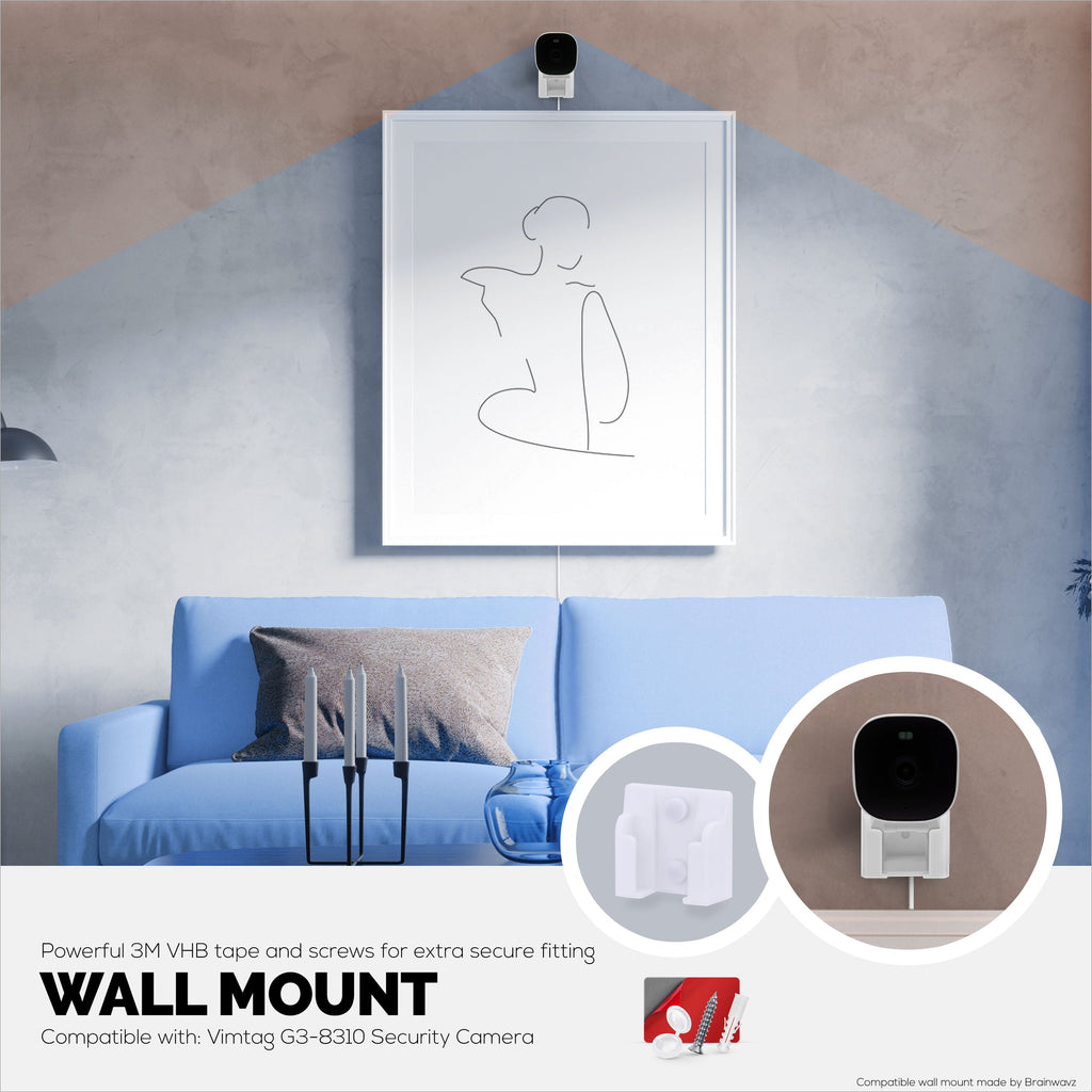 2 Pack Adhesive Wall Mount For Vimtag Mini G3-8310 Camera, Easy To Install Holder, No Mess, Reduce Blind Spots & Improved Viewing, Stick On & Screw In Installation