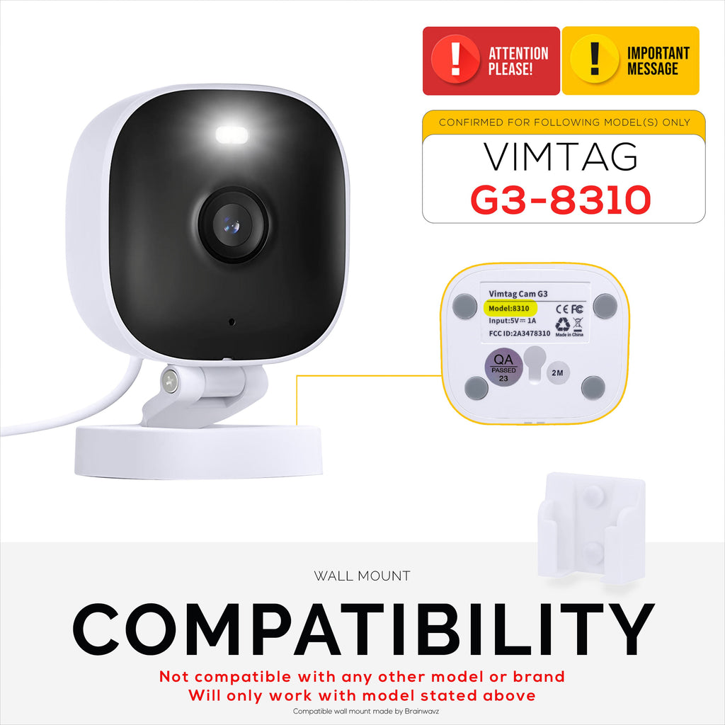 2 Pack Adhesive Wall Mount For Vimtag Mini G3-8310 Camera, Easy To Install Holder, No Mess, Reduce Blind Spots & Improved Viewing, Stick On & Screw In Installation