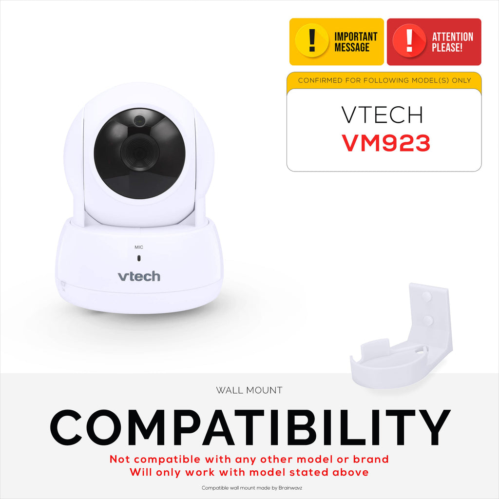 Drill Free Wall Mount For VTech ‎VM923 Camera, Easy To Install Holder with Strong Adhesive, No Mess, Reduces Blind Spots & Clutter