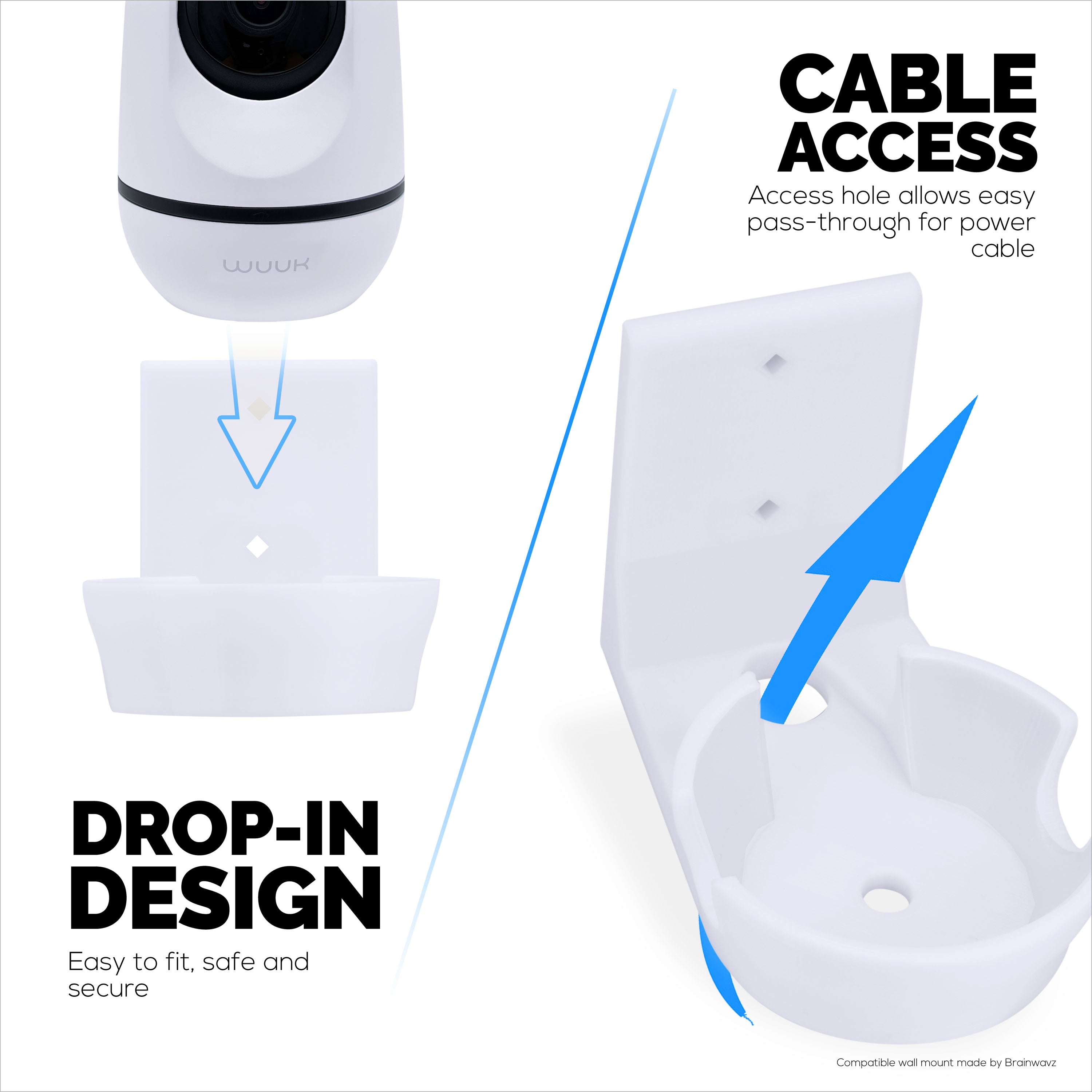 Wall Mount Compatible with WUUK Y0510 Security Camera - Adhesive & Screw for In Easy Installation, Reduce Blind Spots & Clutter