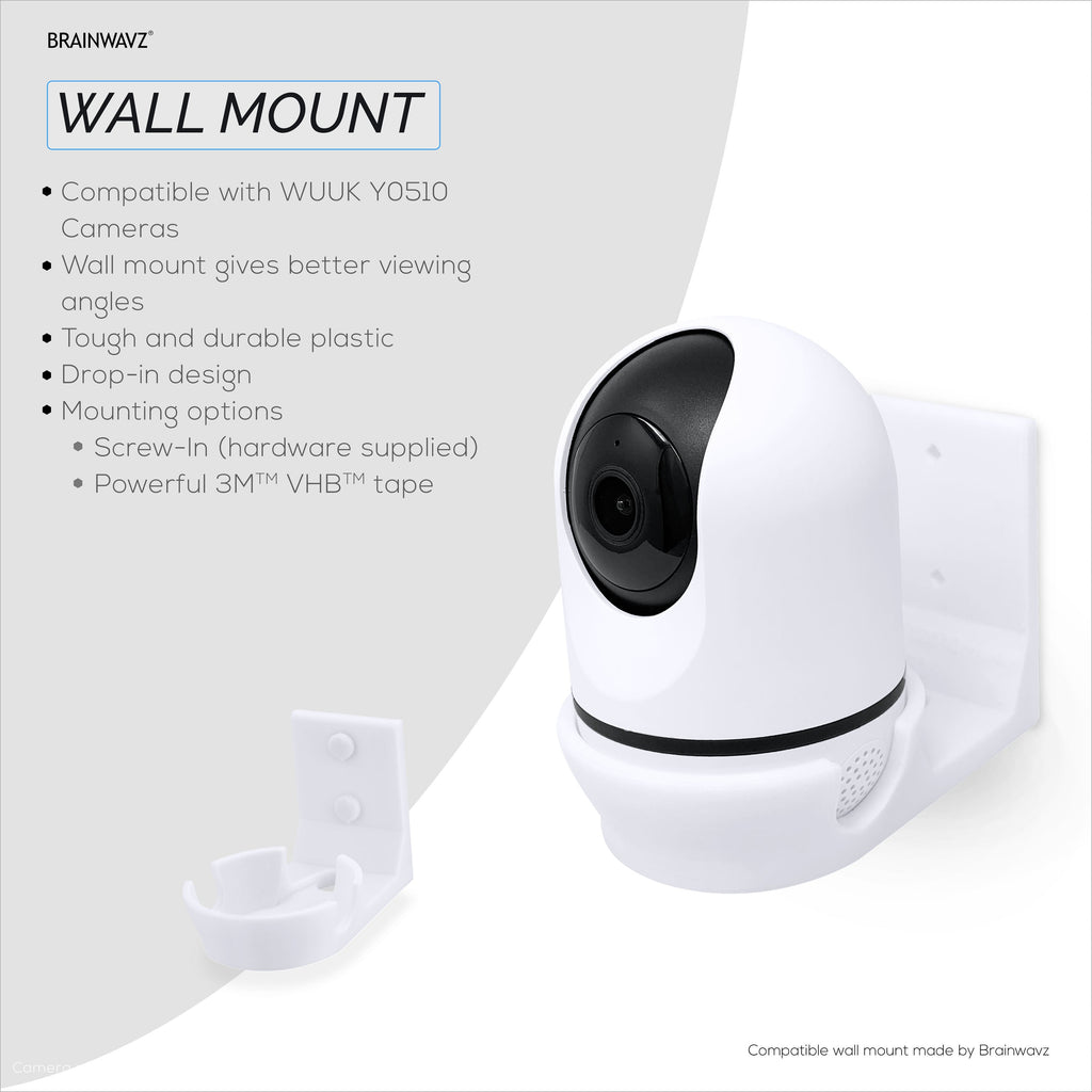 Wall Mount Compatible with WUUK Y0510 Security Camera - Adhesive & Screw for In Easy Installation, Reduce Blind Spots & Clutter